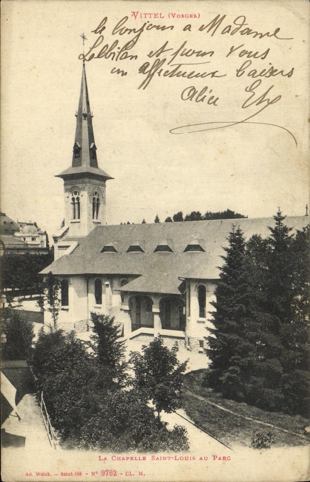 POSTAL La Chapelle St  Louis de la VENDIMIA con el parque de Vittel