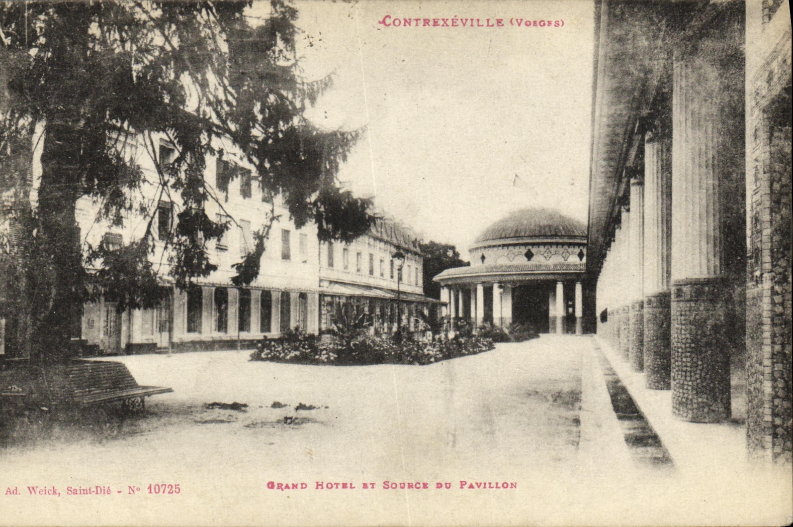 VINTAGE POSTCARD Contrexeville Large Hotel and Source Of the House