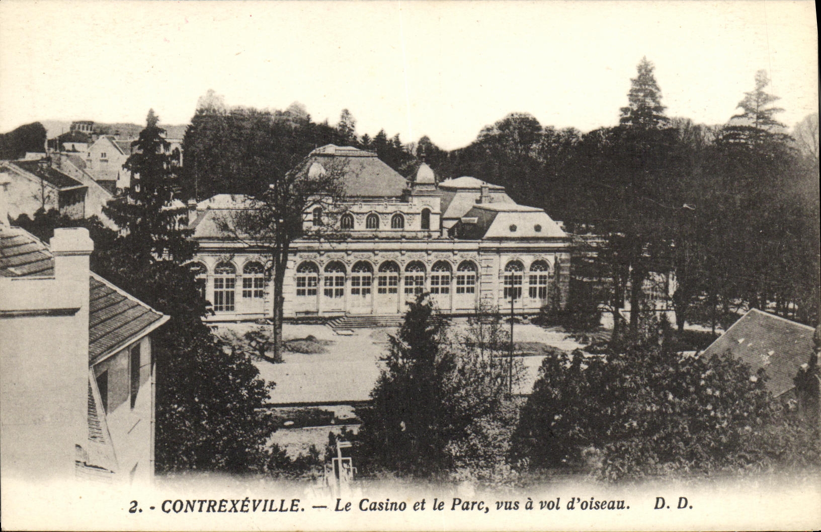 VINTAGE POSTCARD Contrexeville the Casino and the Park Seen has Vol D Oiseau