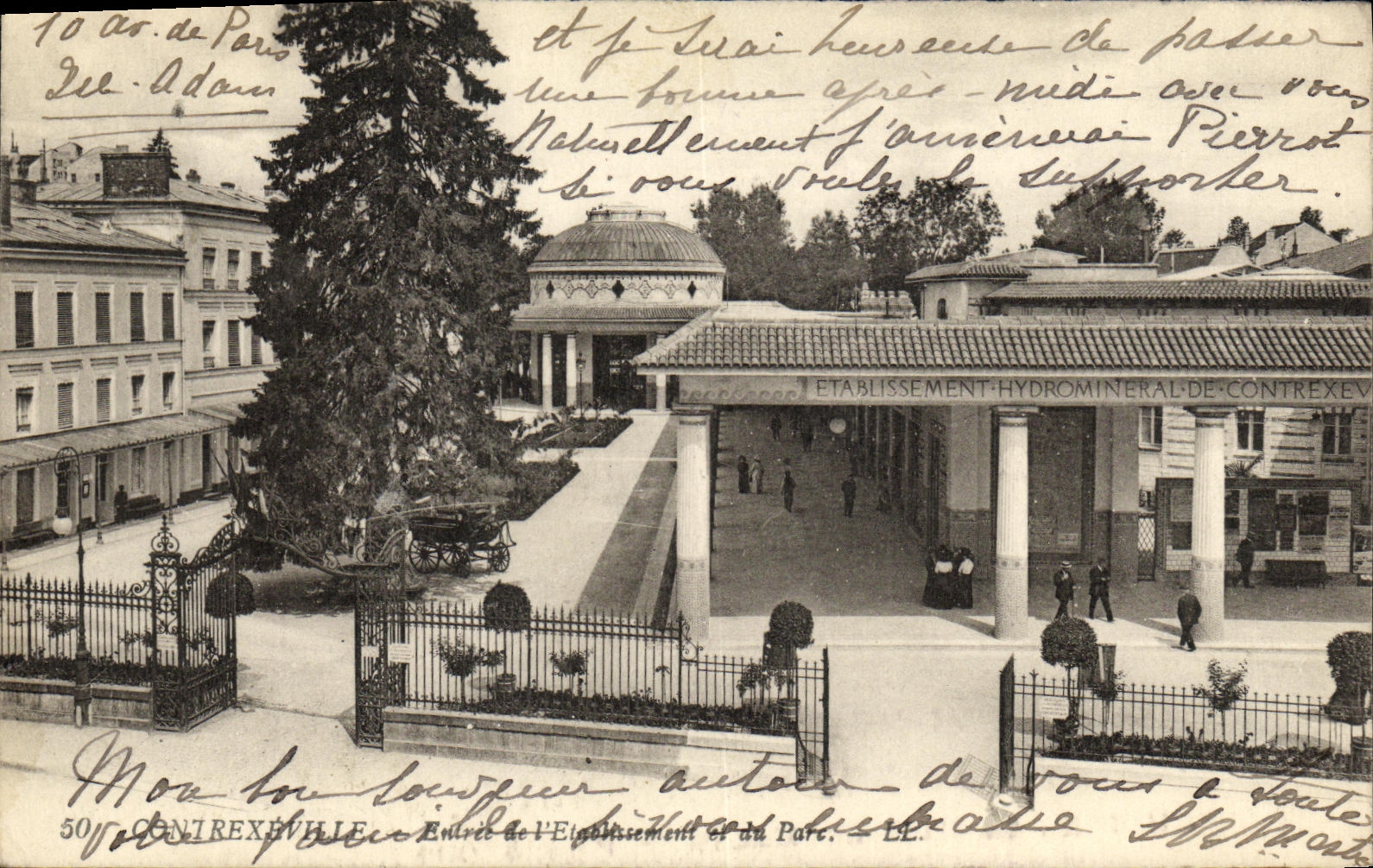 VINTAGE POSTCARD Contrexeville Entered of L establishment and the park