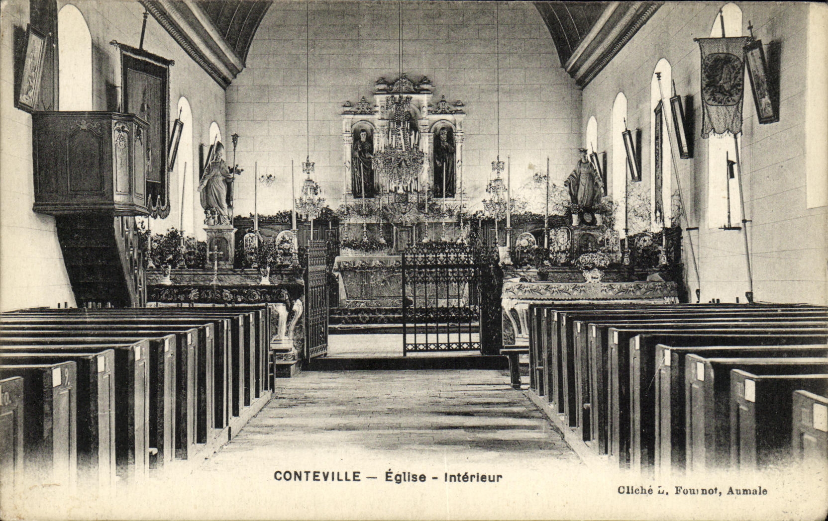 POSTAL Conteville L interior de la VENDIMIA de la iglesia