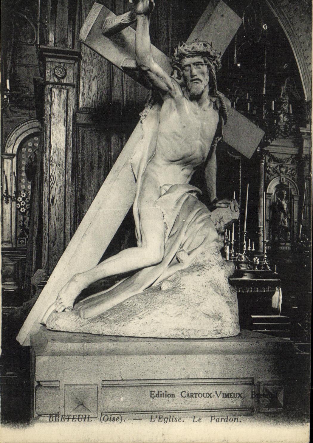 VINTAGE POSTCARD Breteuil L Church Forgiveness Christ