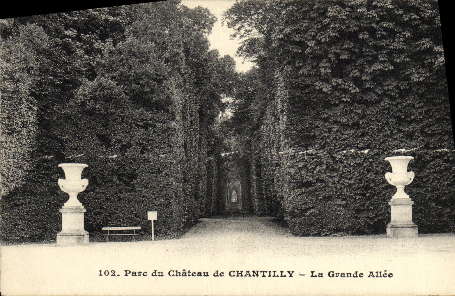 VINTAGE POSTCARD Castle of Chantilly Park of the Large Alley