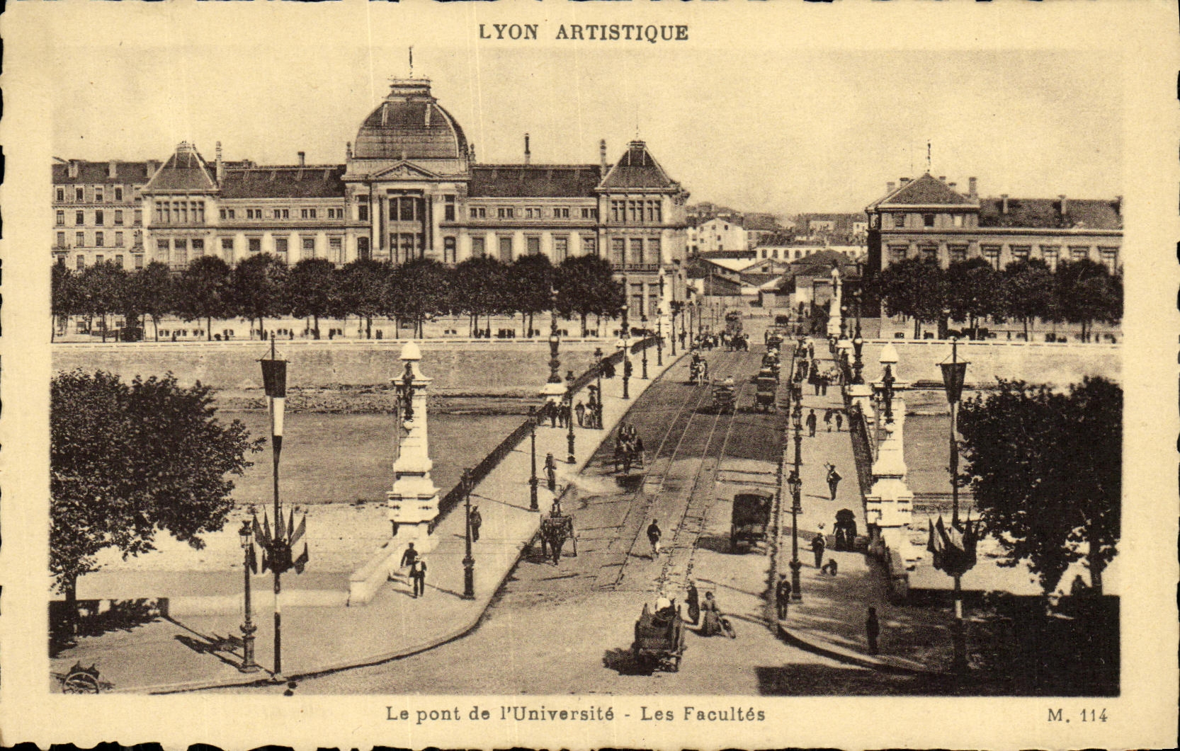 VINTAGE POSTCARD Artistic Lyon the bridge of L university faculties