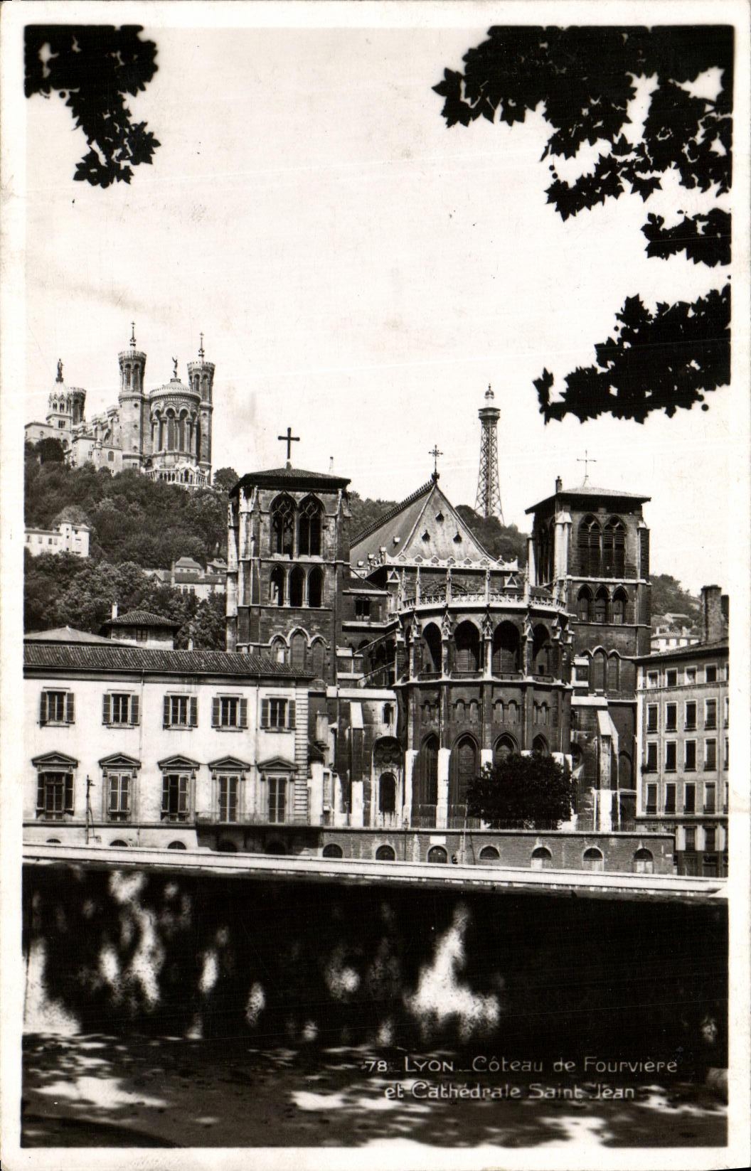 VINTAGE POSTCARD Lyon Slope of Holy Fourviere and cathedral Jean
