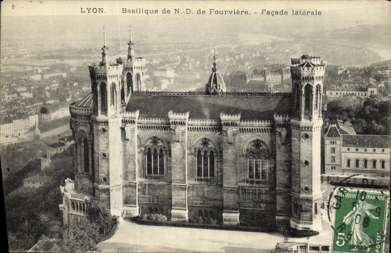 VINTAGE POSTCARD Lyon Basilica of Fourviere Side wall