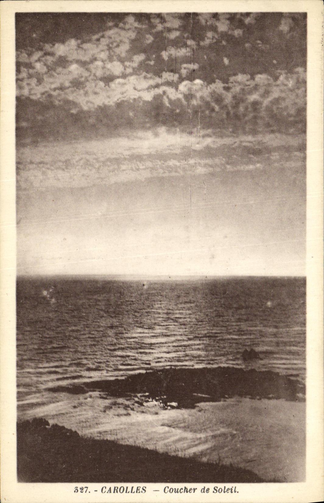 VINTAGE POSTCARD Carolles Sunset