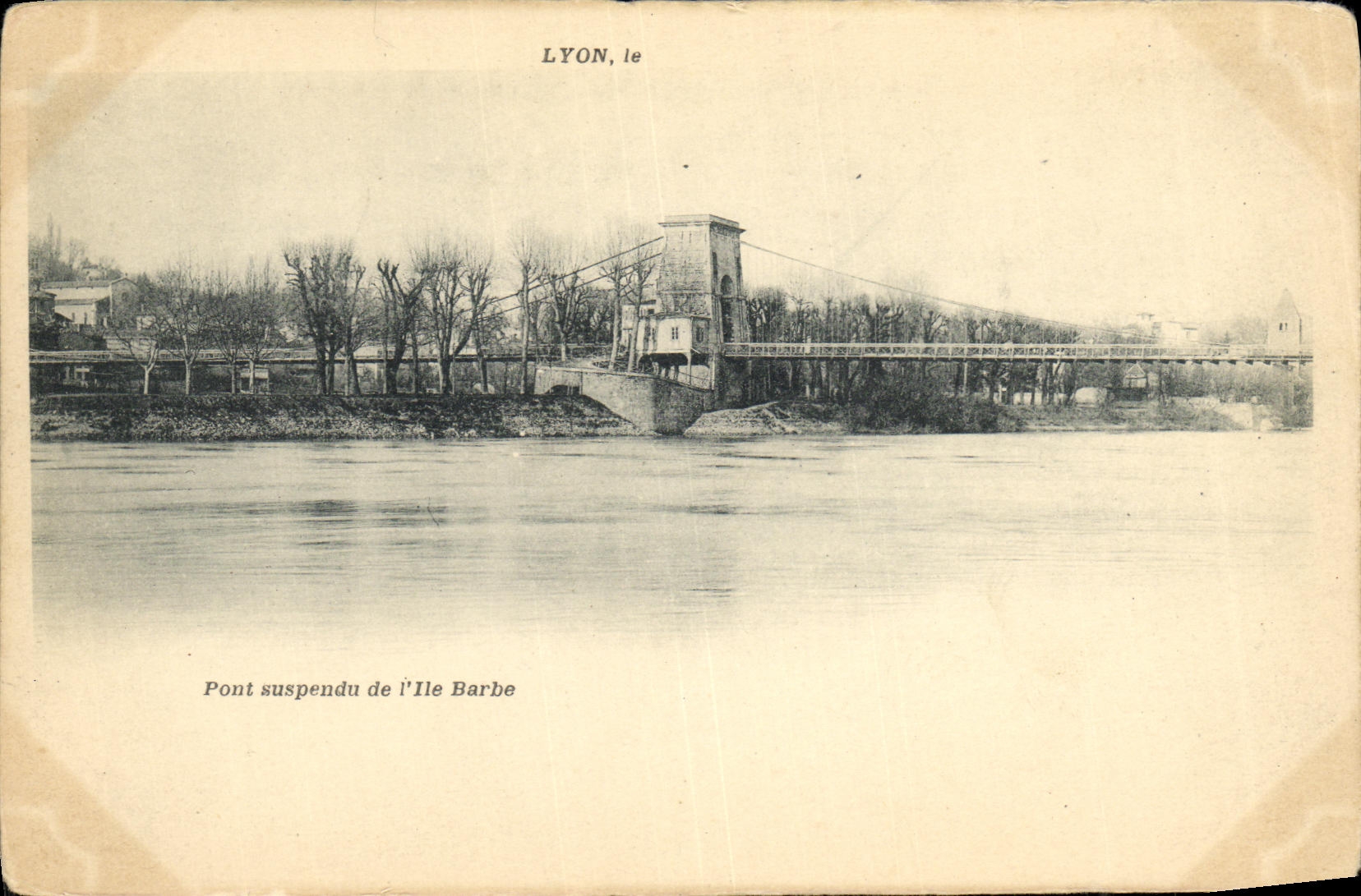VINTAGE POSTCARD Lyon the Suspended bridge of L Barhe
