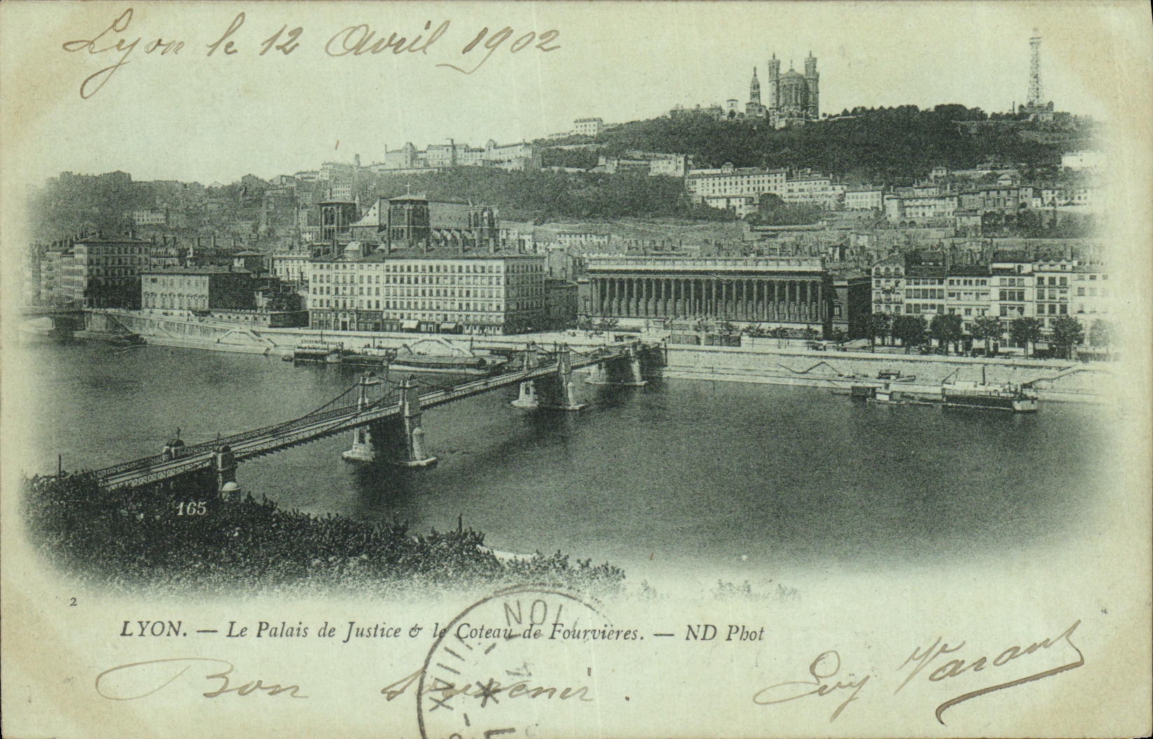 VINTAGE POSTCARD Lyon Law courts the Slope of Fourvieres