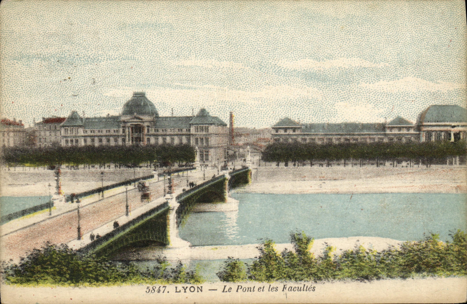 VINTAGE POSTCARD Lyon the Bridge and Faculties