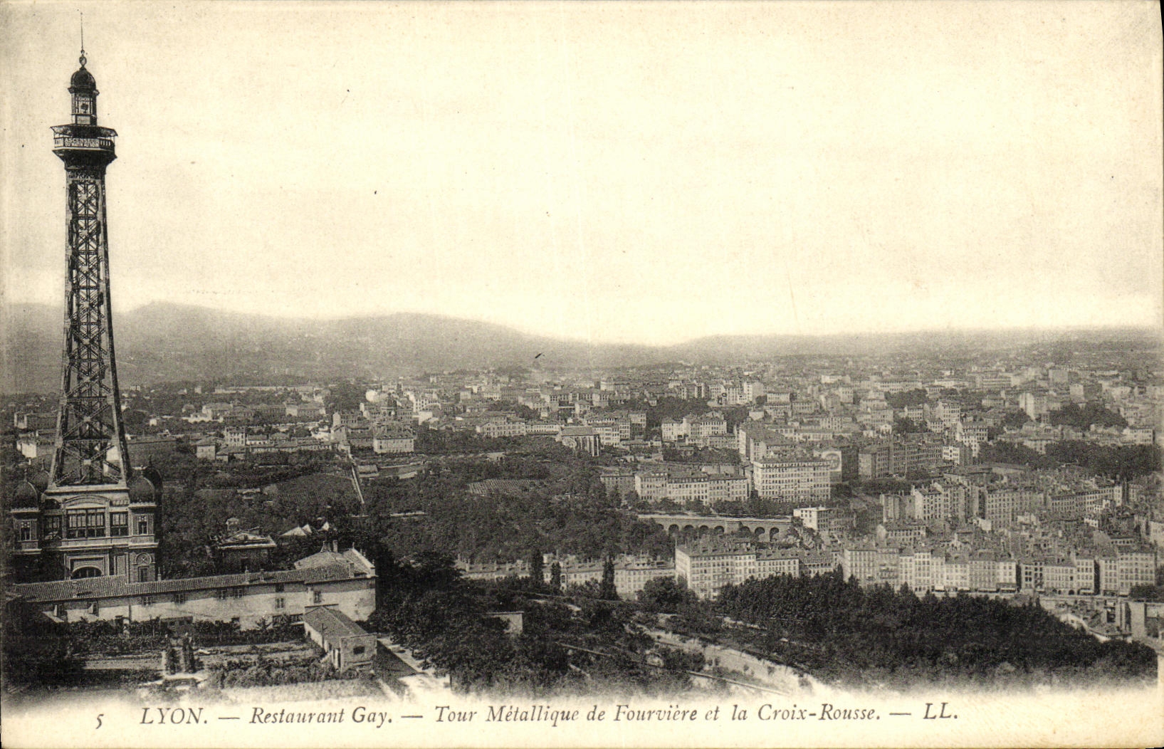 VINTAGE POSTCARD Lyon Restoring Gay Metal Turn of Fourviere and the Russet red Cross