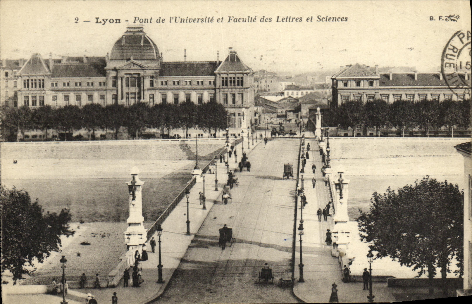 VINTAGE POSTCARD Lyon Bridge of L University and Faculty of Arts and Sciences