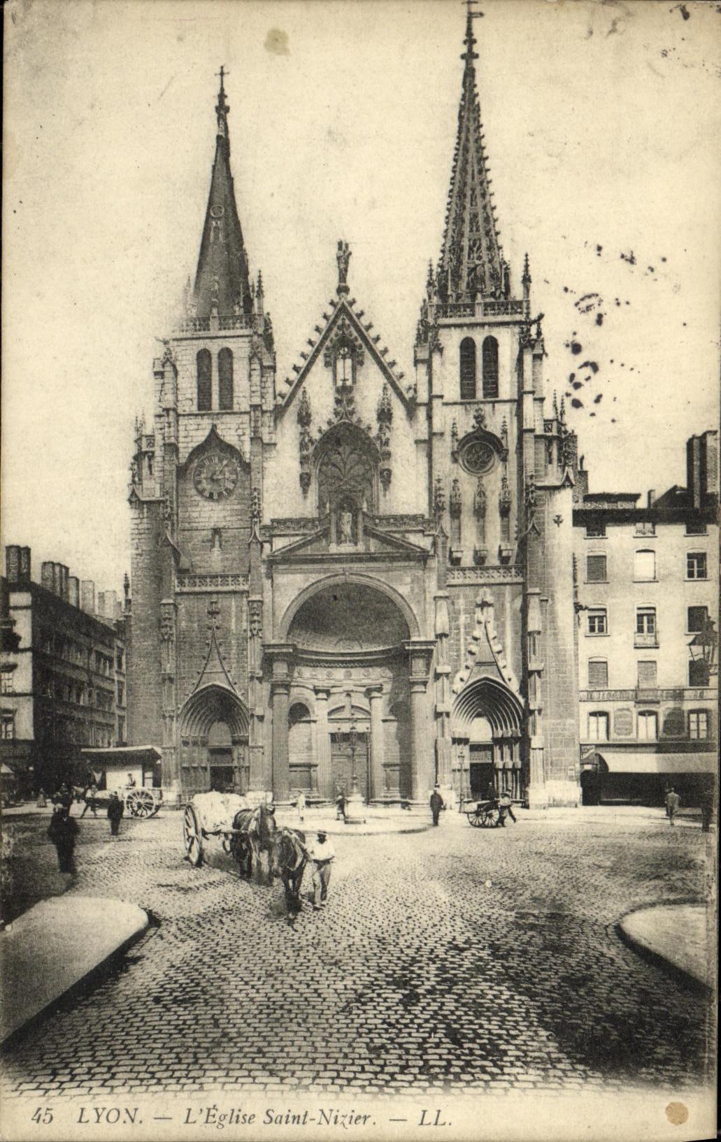 VINTAGE POSTCARD Lyon L Church Holy Nizier