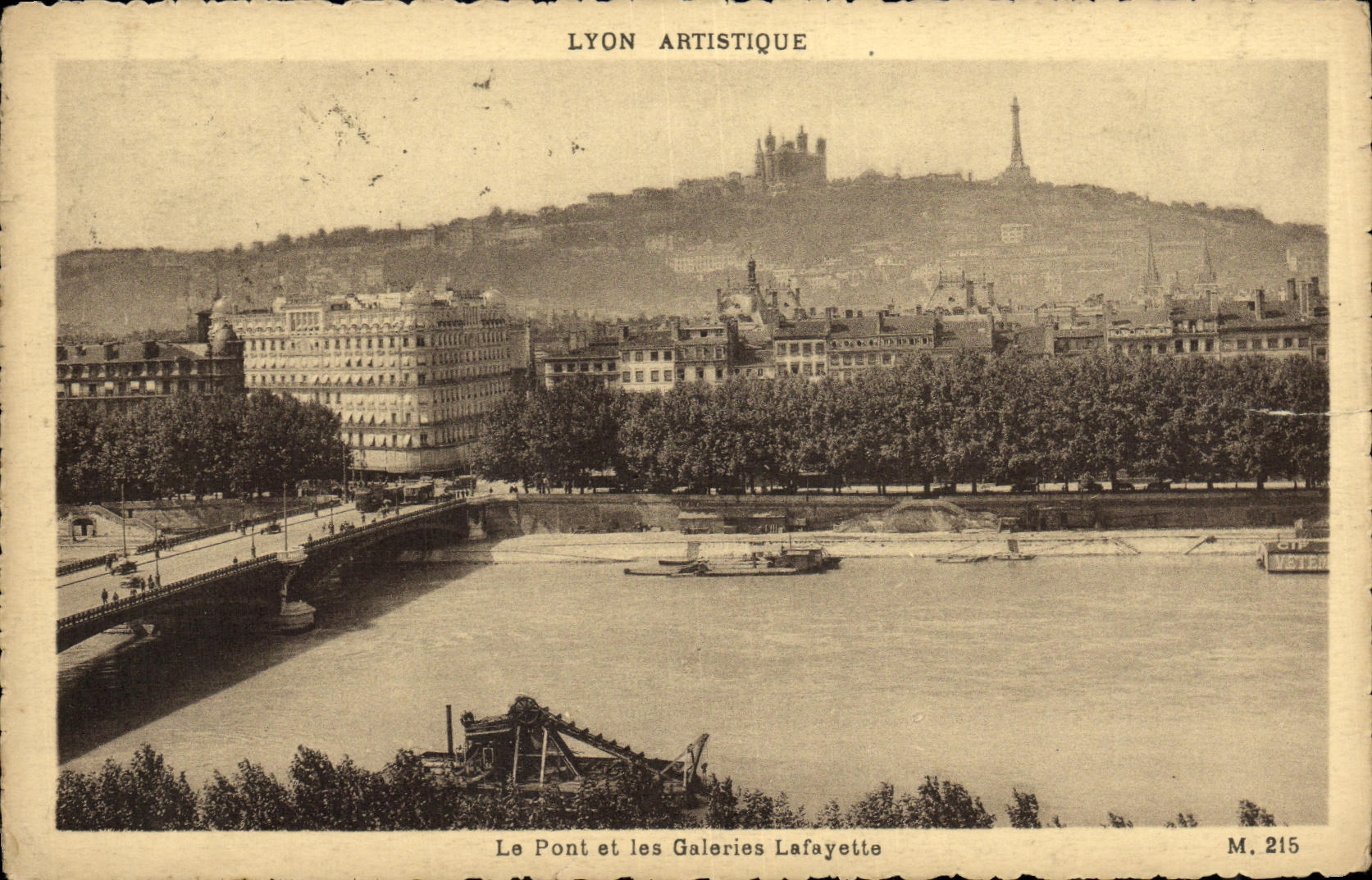 VINTAGE POSTCARD Lyon the Bridge and the Lafayette Galleries