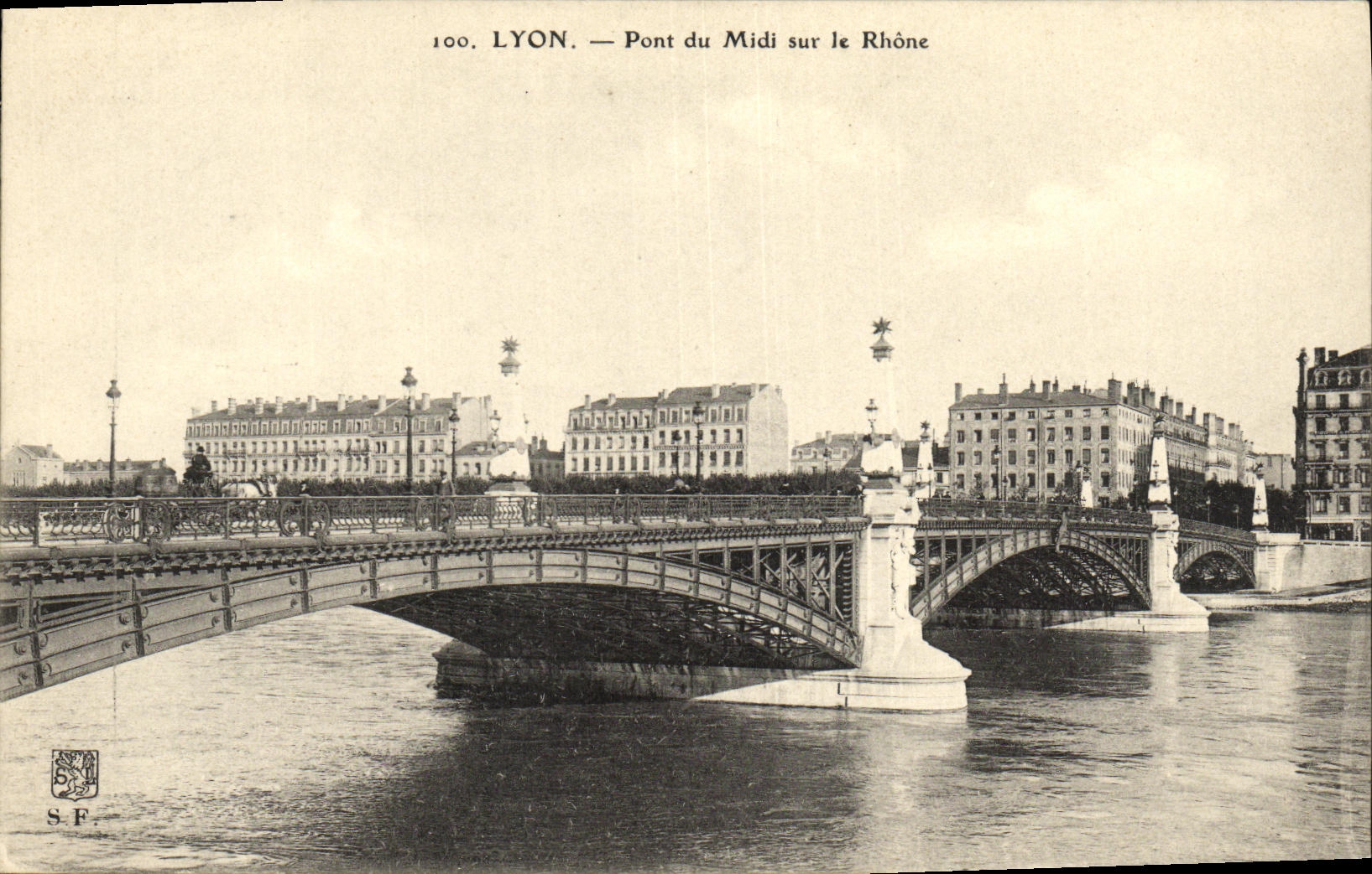 VINTAGE POSTCARD Lyon Bridge of the South on the Rhone