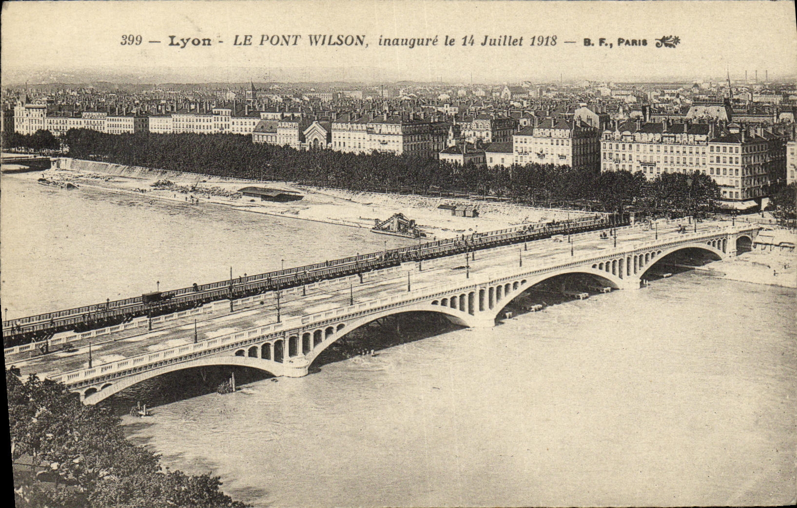 VINTAGE POSTCARD Lyon Pont Wilson inaugurates on July 14th  1918
