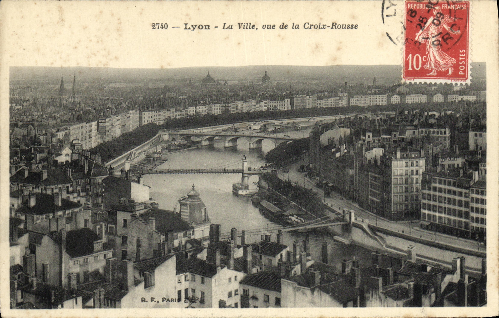 VINTAGE POSTCARD Lyon the City seen of the Russet red Cross