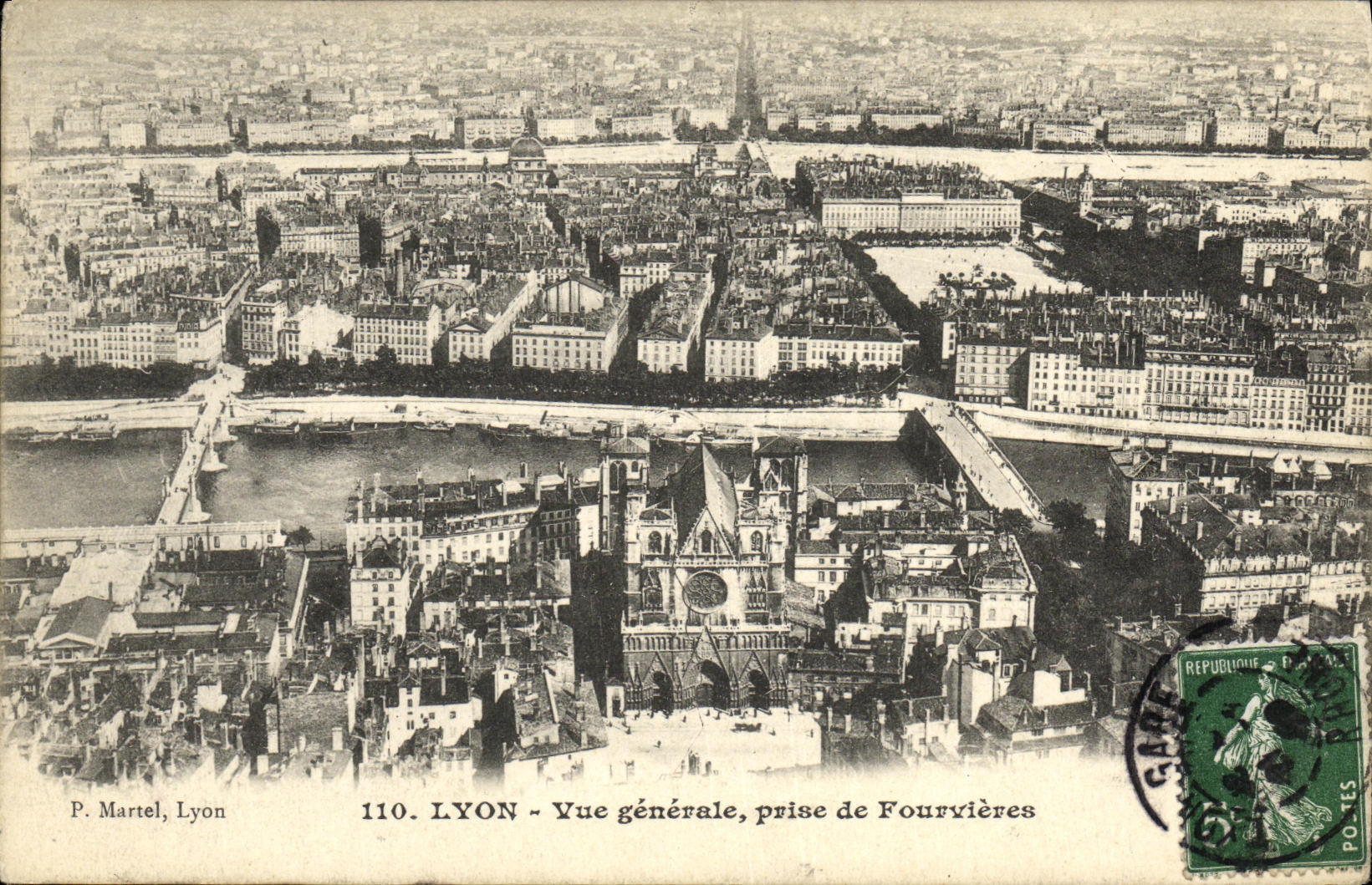 VINTAGE POSTCARD Lyon View taken of Fourvieres