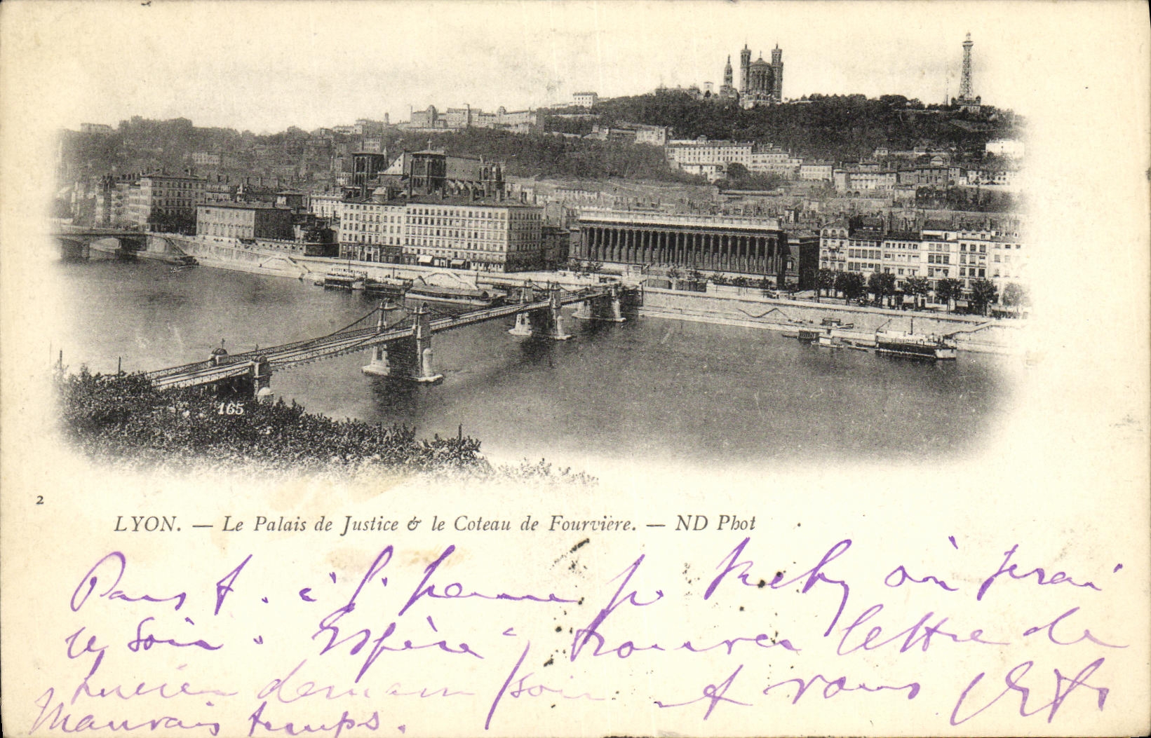 VINTAGE POSTCARD Lyon Law courts the Slope of Fourviere