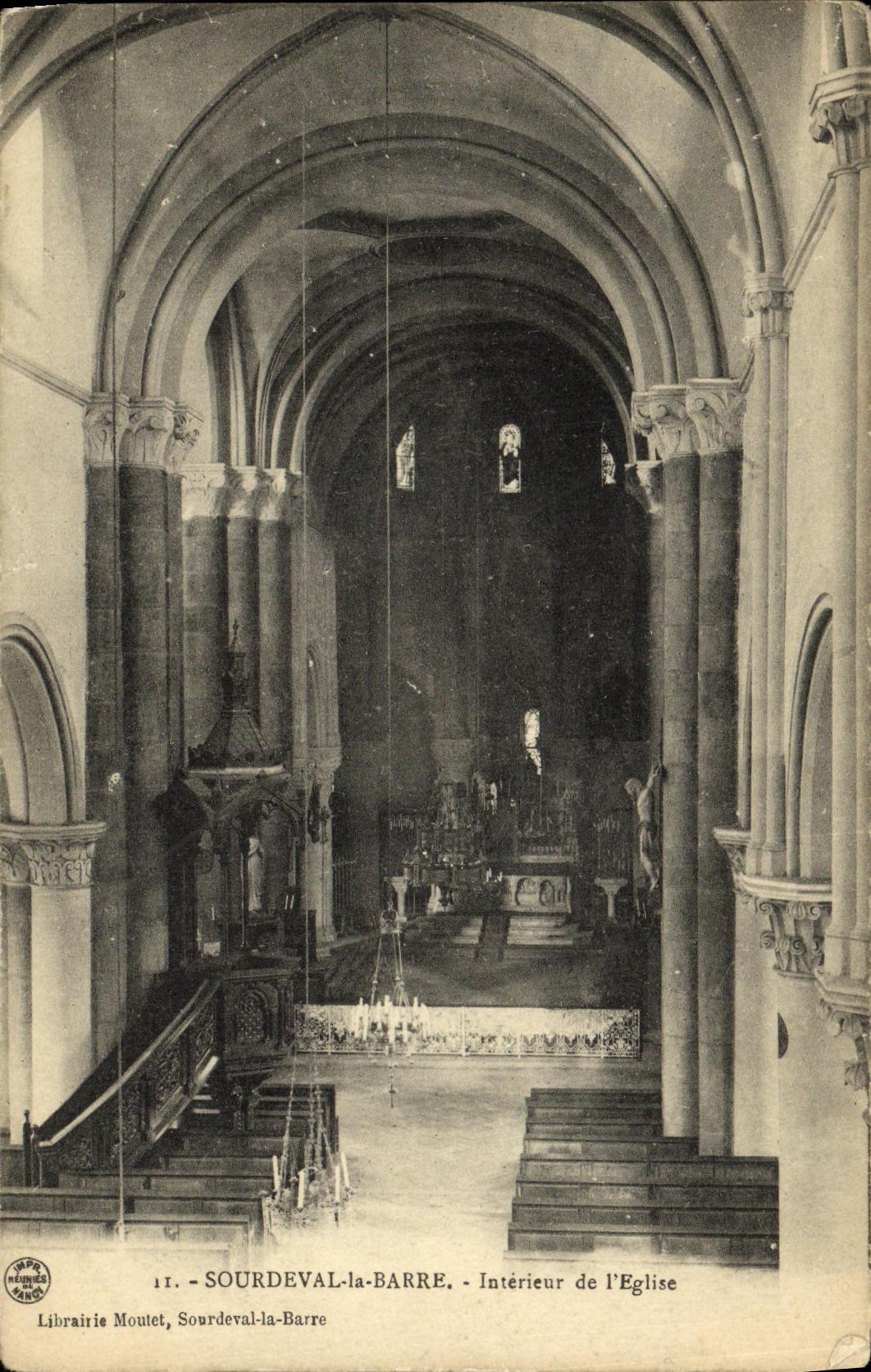 VINTAGE POSTCARD Sourdeval the Bar Interior of L Church