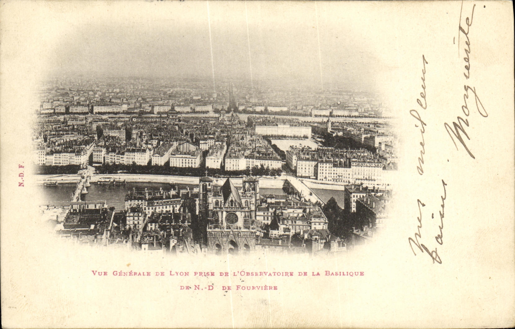 VINTAGE POSTCARD View of Lyon taken of L observatory of the ND basilica of Fourviere