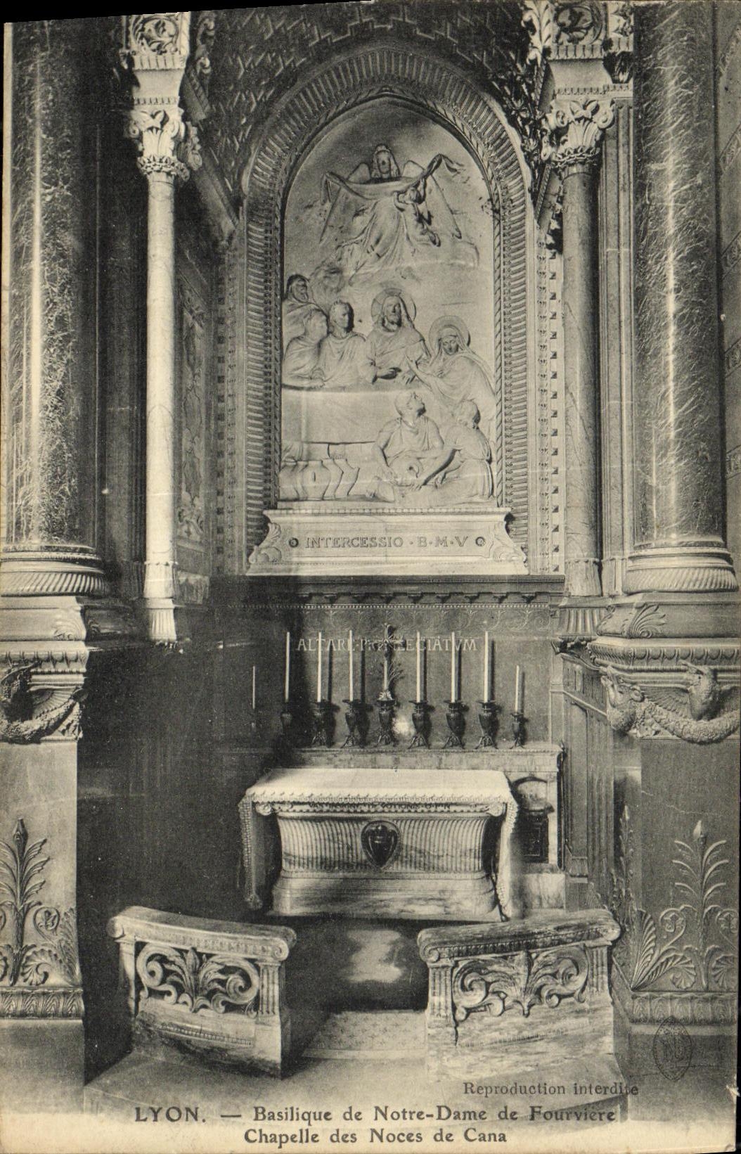 VINTAGE POSTCARD Lyon Basilica of Notre Dame de Fourviere Vault of the Wedding at Cana