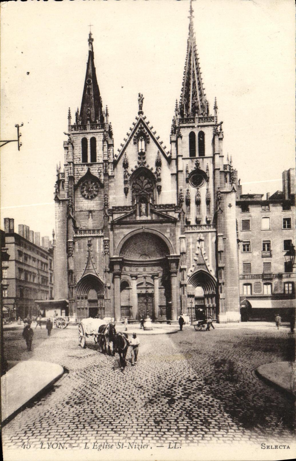 VINTAGE POSTCARD Lyon L Church St Nizier