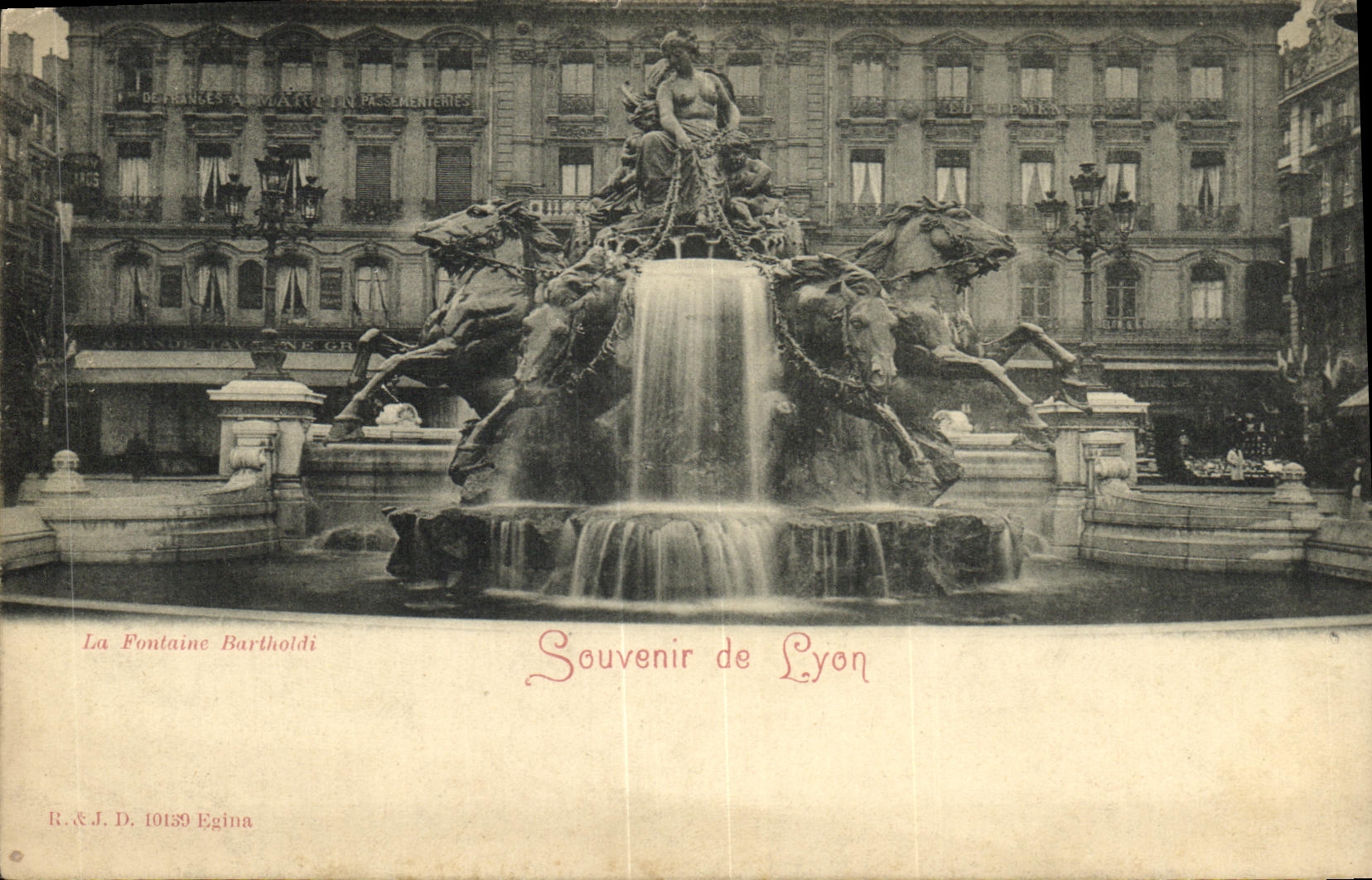 VINTAGE POSTCARD the Fountain Bartholdi Souvenir of Lyon