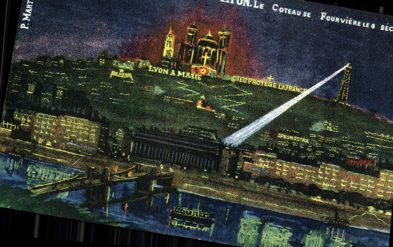 VINTAGE POSTCARD Lyon the Slope of Fourviere on December 8th