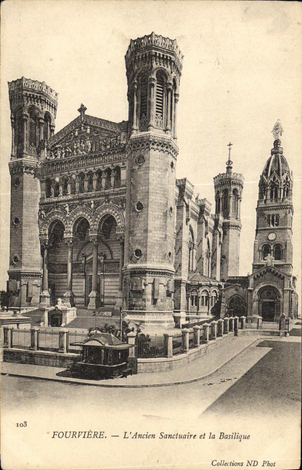 VINTAGE POSTCARD Lyon Fourviere L Old Sanctuary and the Basilica