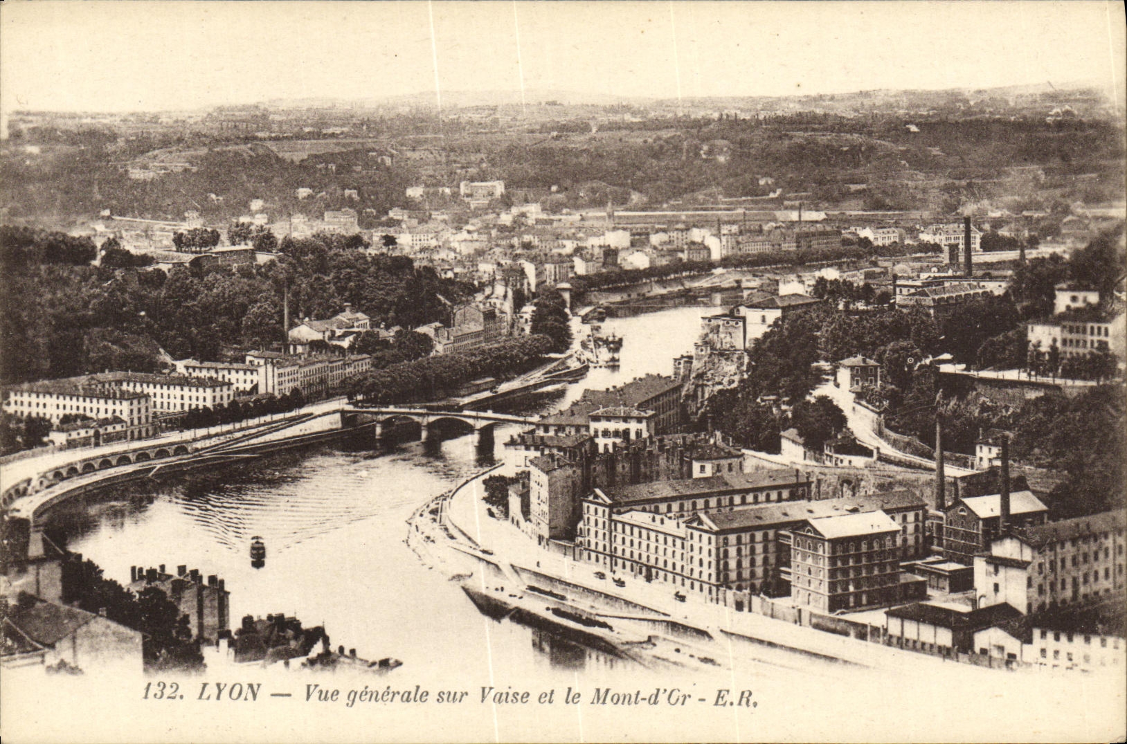 VINTAGE POSTCARD Lyon View on Vaise and the Mount D Gold