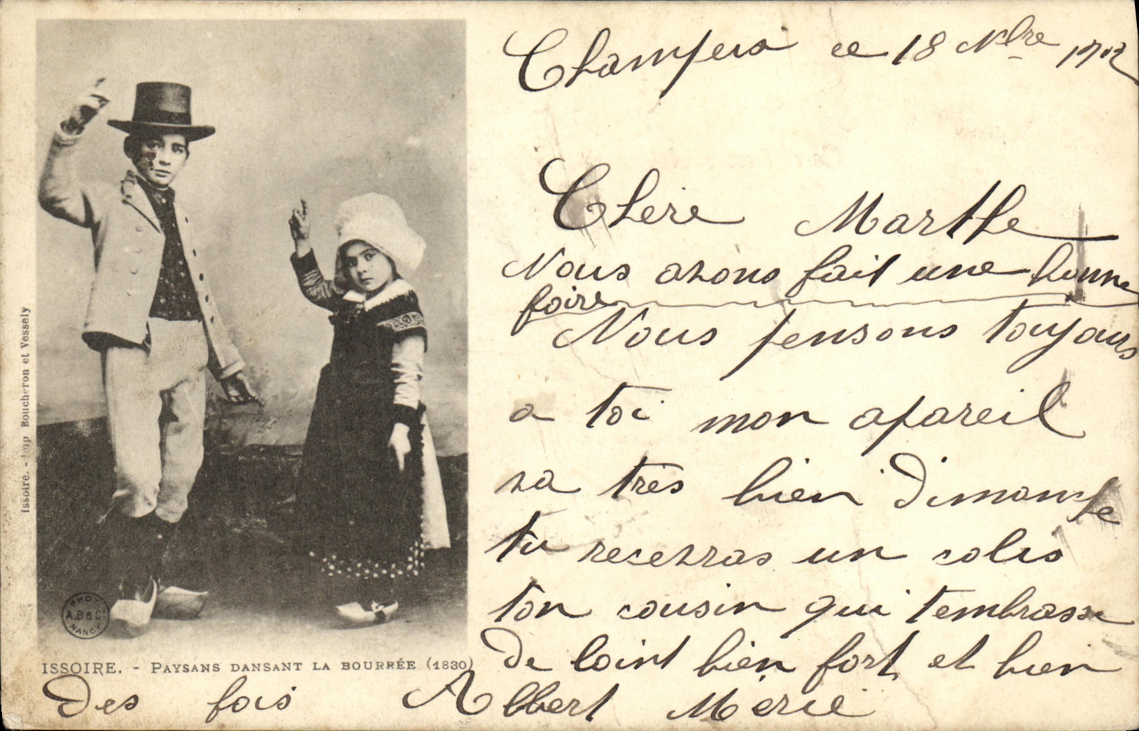 VINTAGE POSTCARD Issoire Peasants Dancing the Faggot 1830