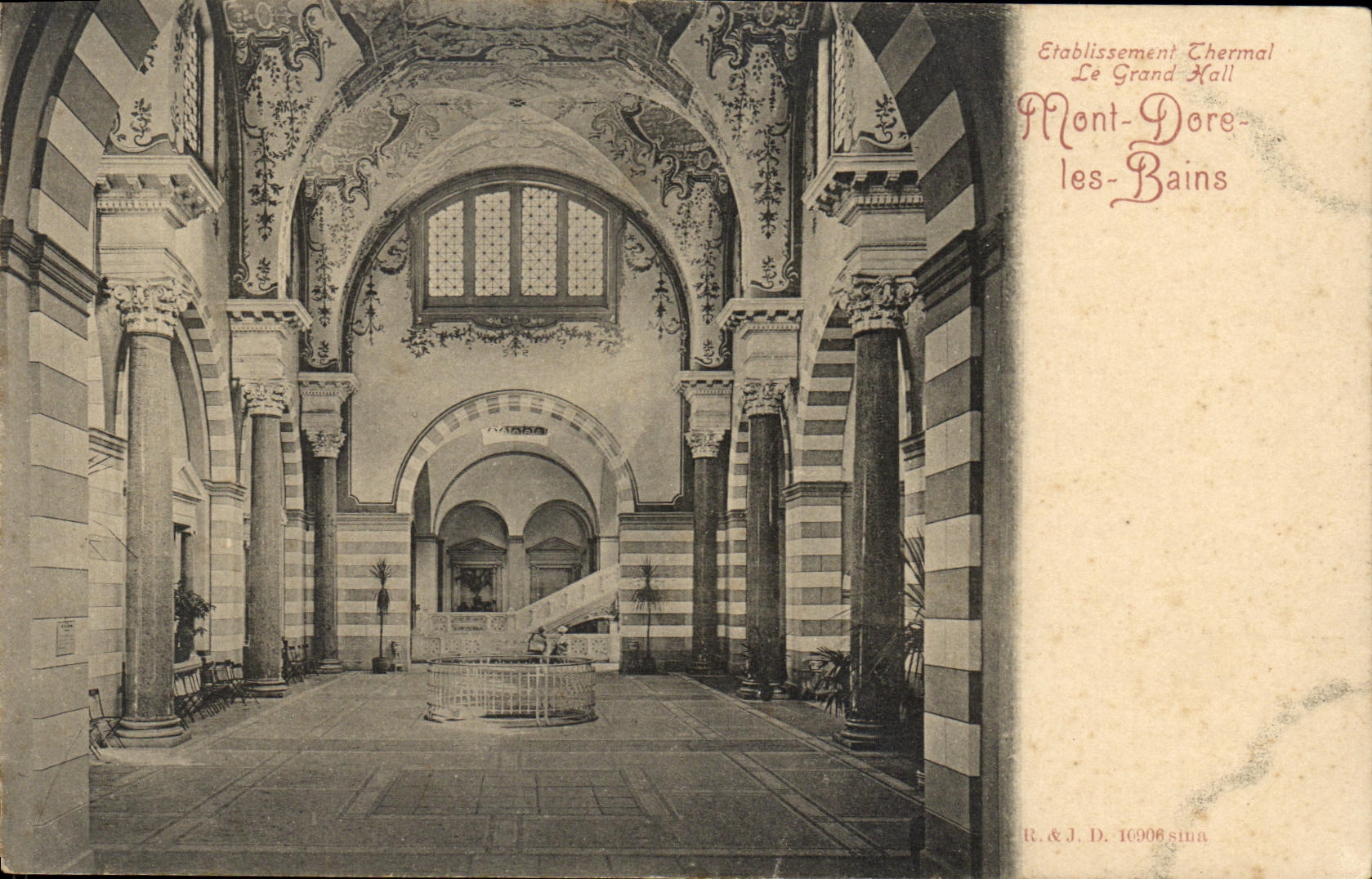 VINTAGE POSTCARD Mont Gilds Hydropathic establishment Les Bains the large hall