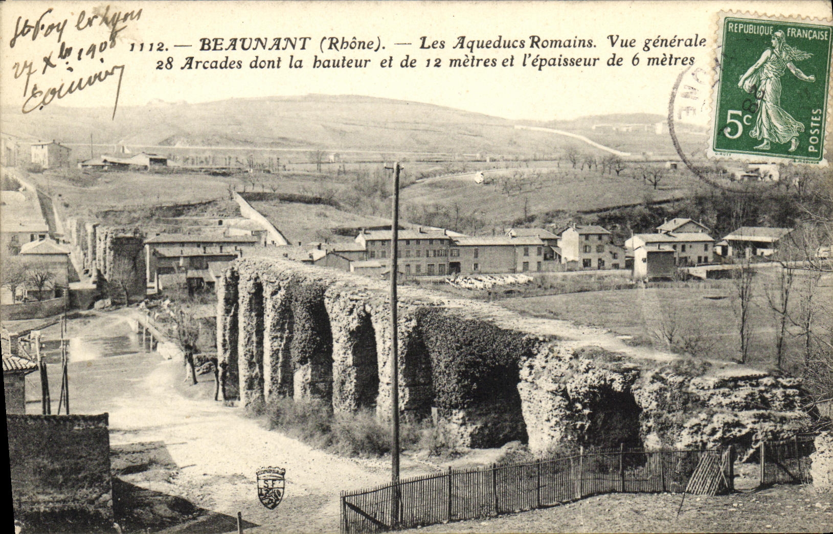 VINTAGE POSTCARD Beaunant Roman Aqueducts View