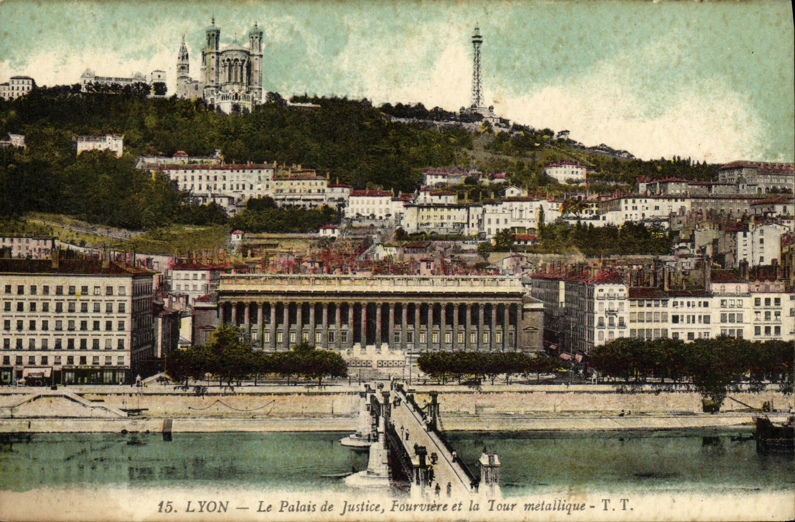 VINTAGE POSTCARD Lyon Law courts Fourviere and the metal Tower