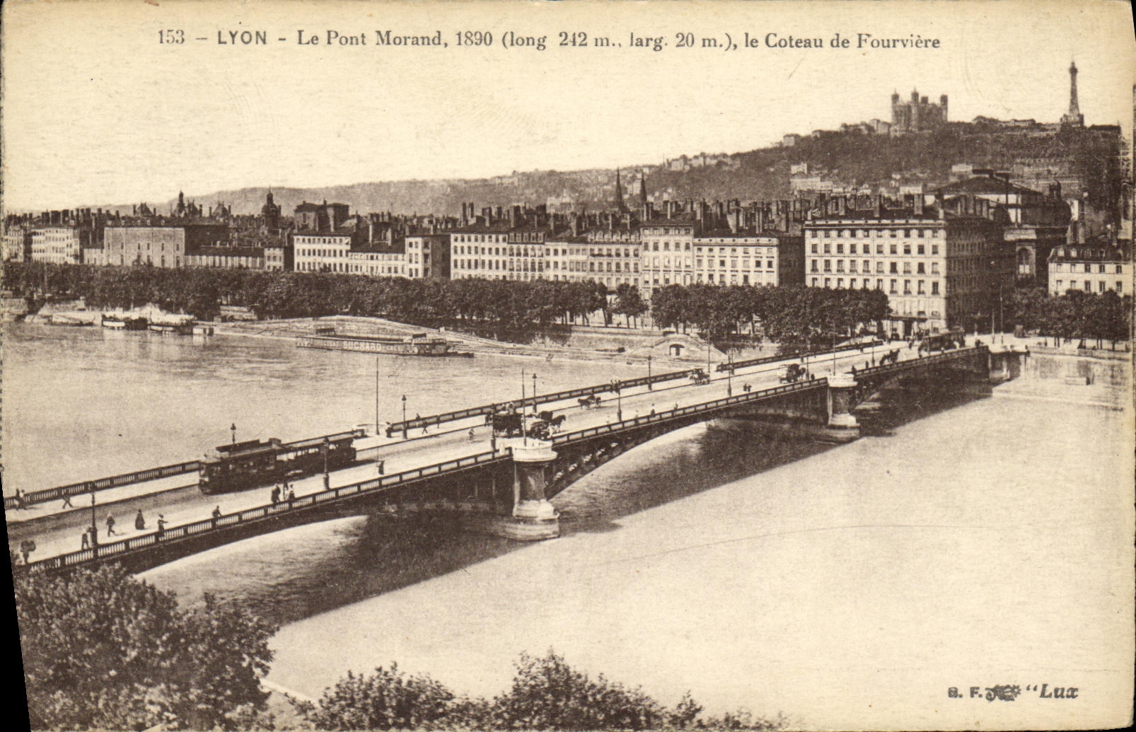 VINTAGE POSTCARD Lyon the Morand Bridge the Slope of Fourviere