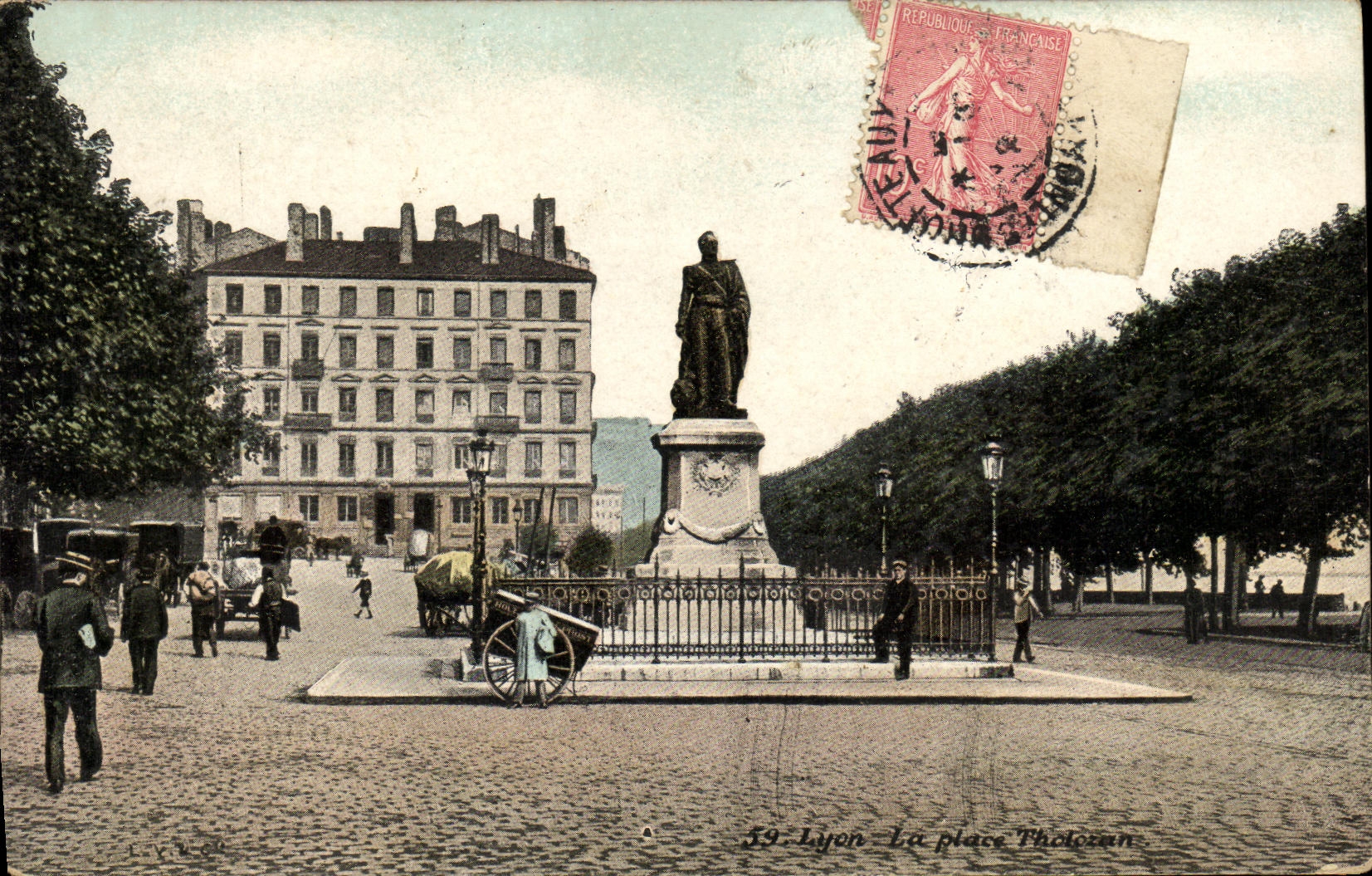 VINTAGE POSTCARD Lyon the Tholozan Place