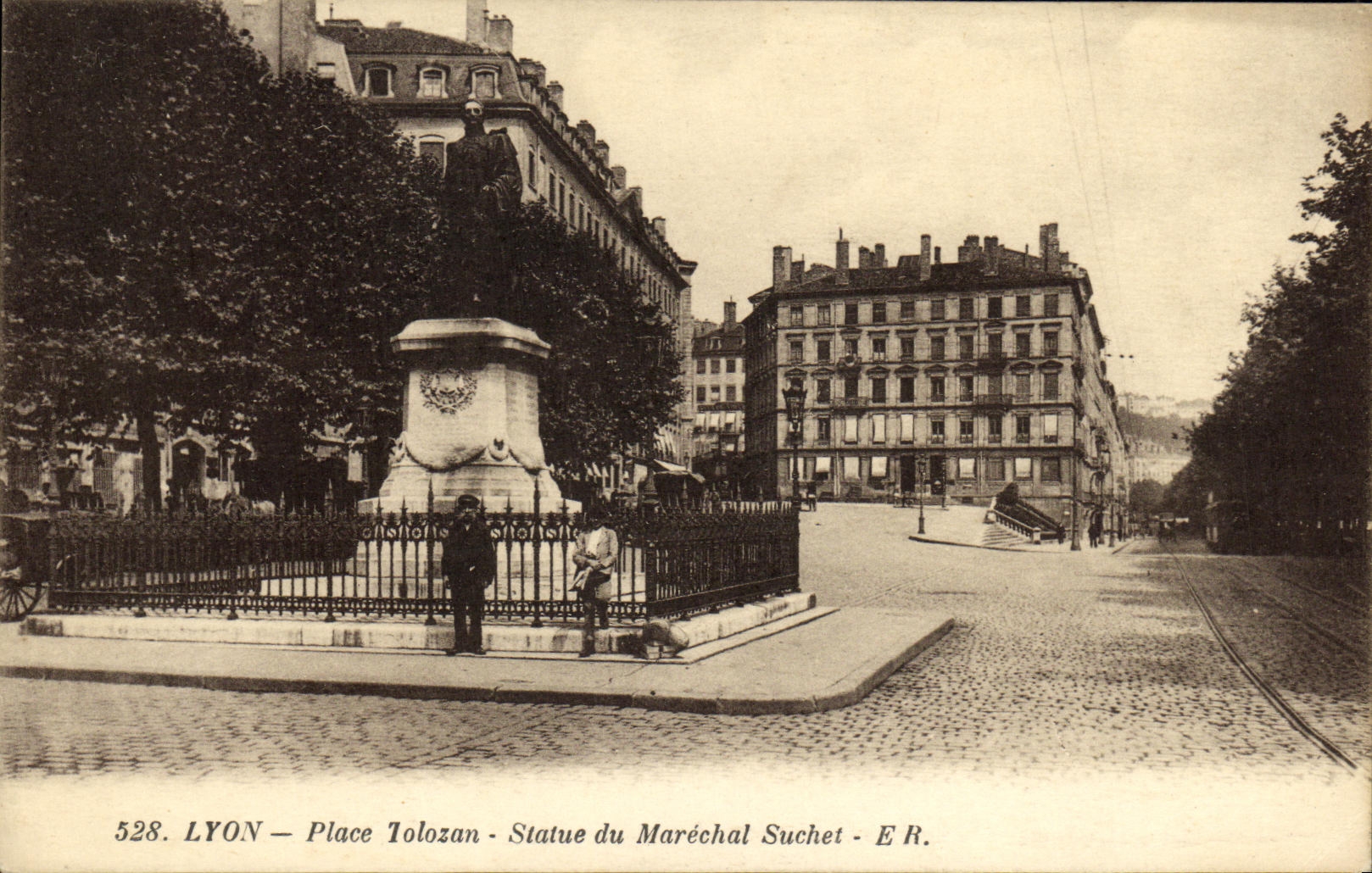 VINTAGE POSTCARD Lyon Places Tolozan Statue of Marchal Suchet
