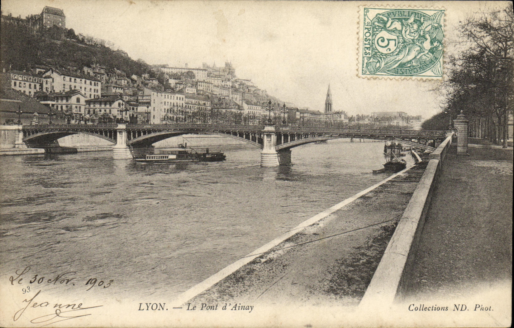 VINTAGE POSTCARD Lyon the Bridge D Ainay