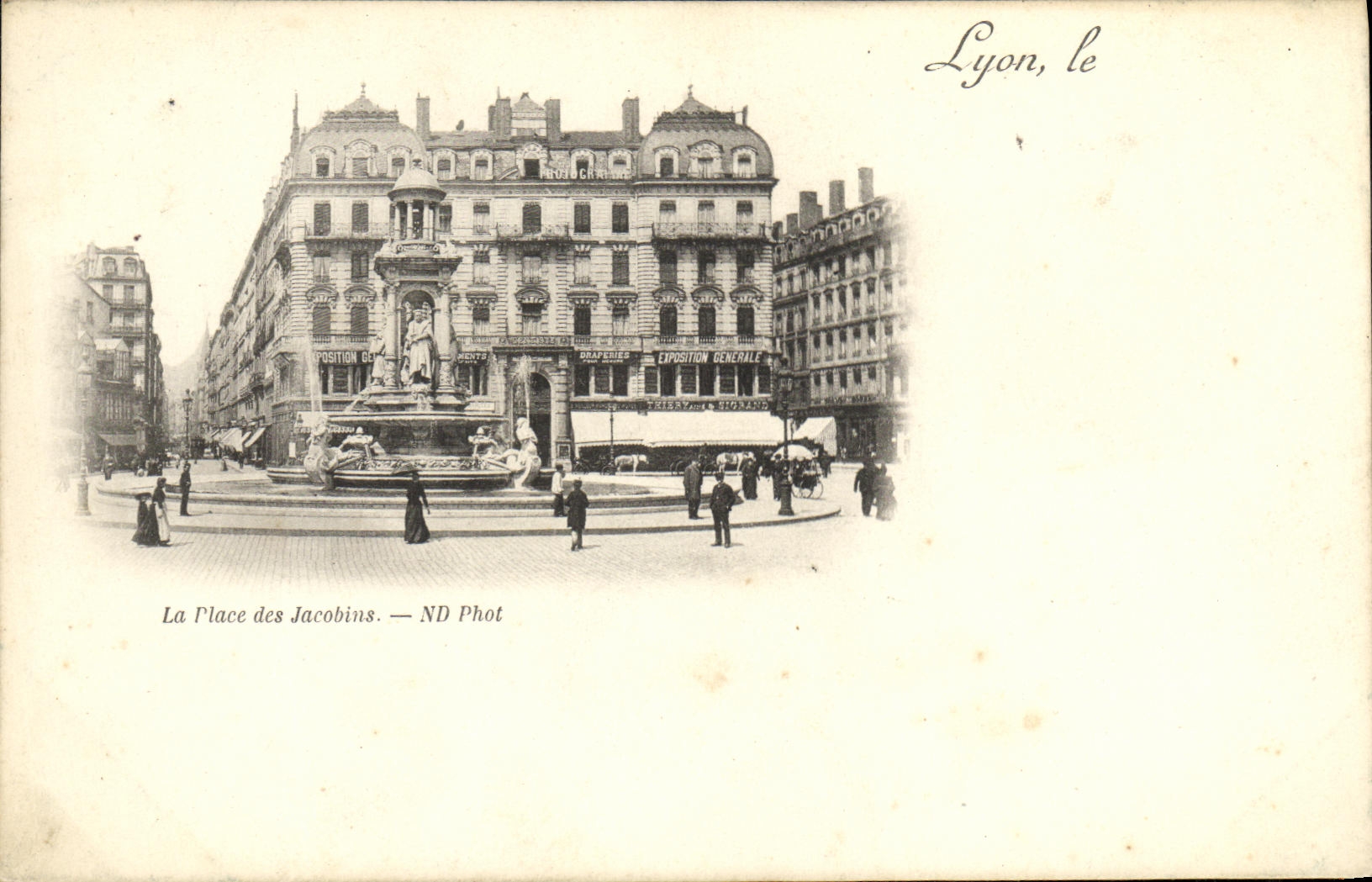 VINTAGE POSTCARD Lyon the Place of the Jacobins