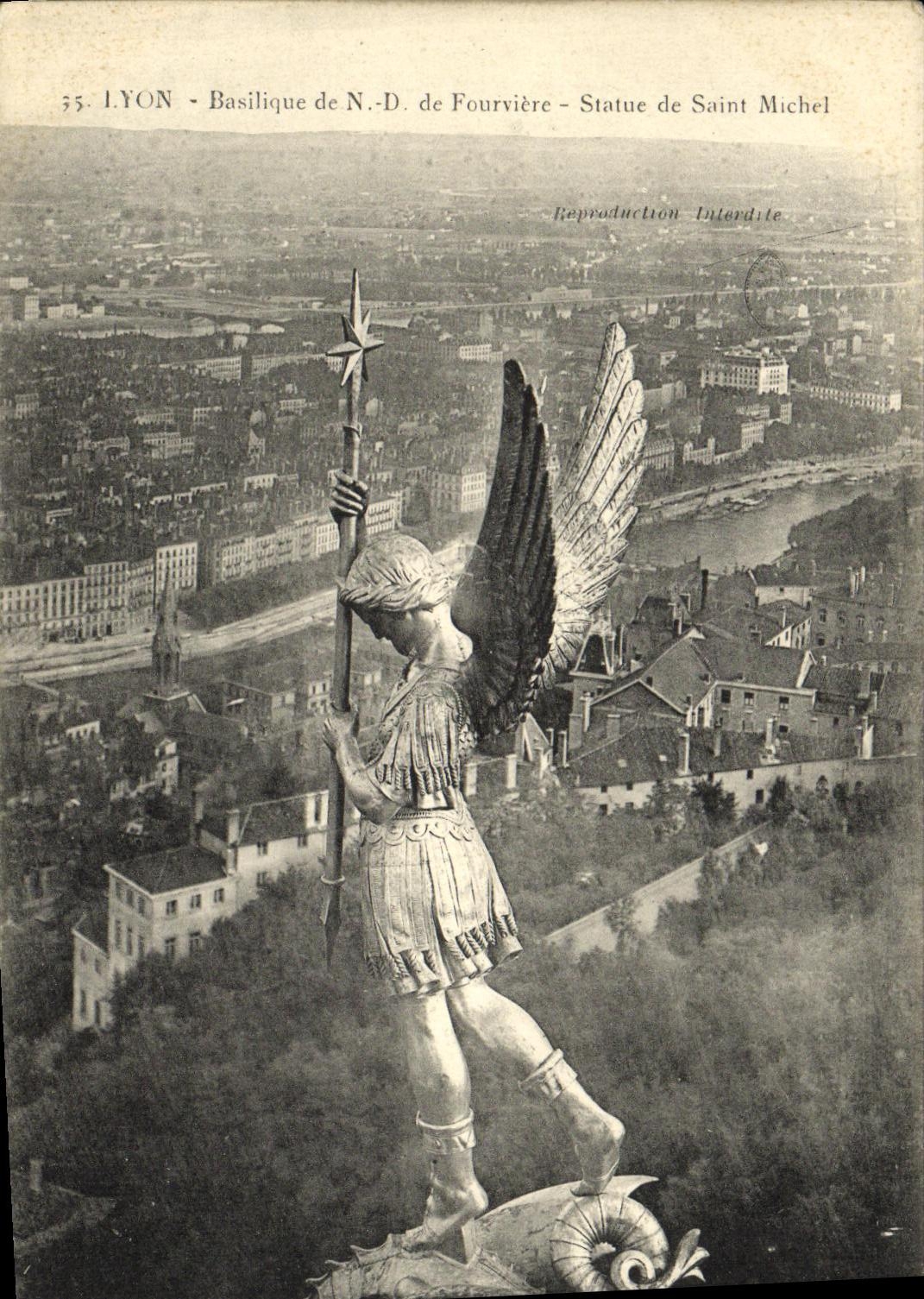 VINTAGE POSTCARD Lyon Basilique of NR D of Fourviere Rules of Saint Michel
