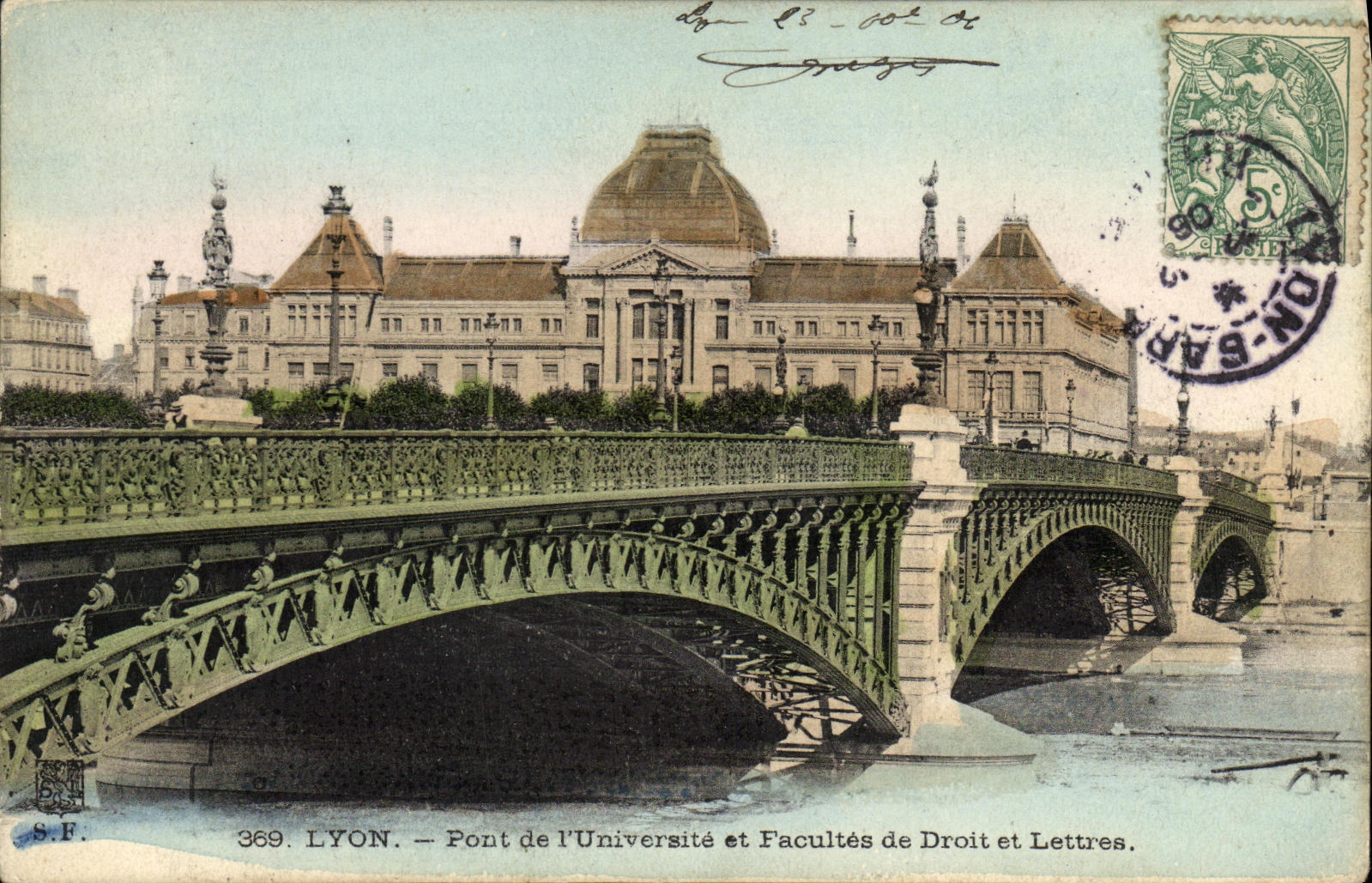 VINTAGE POSTCARD Lyon Bridge of L Uiversite and Faculty of Law and Letters