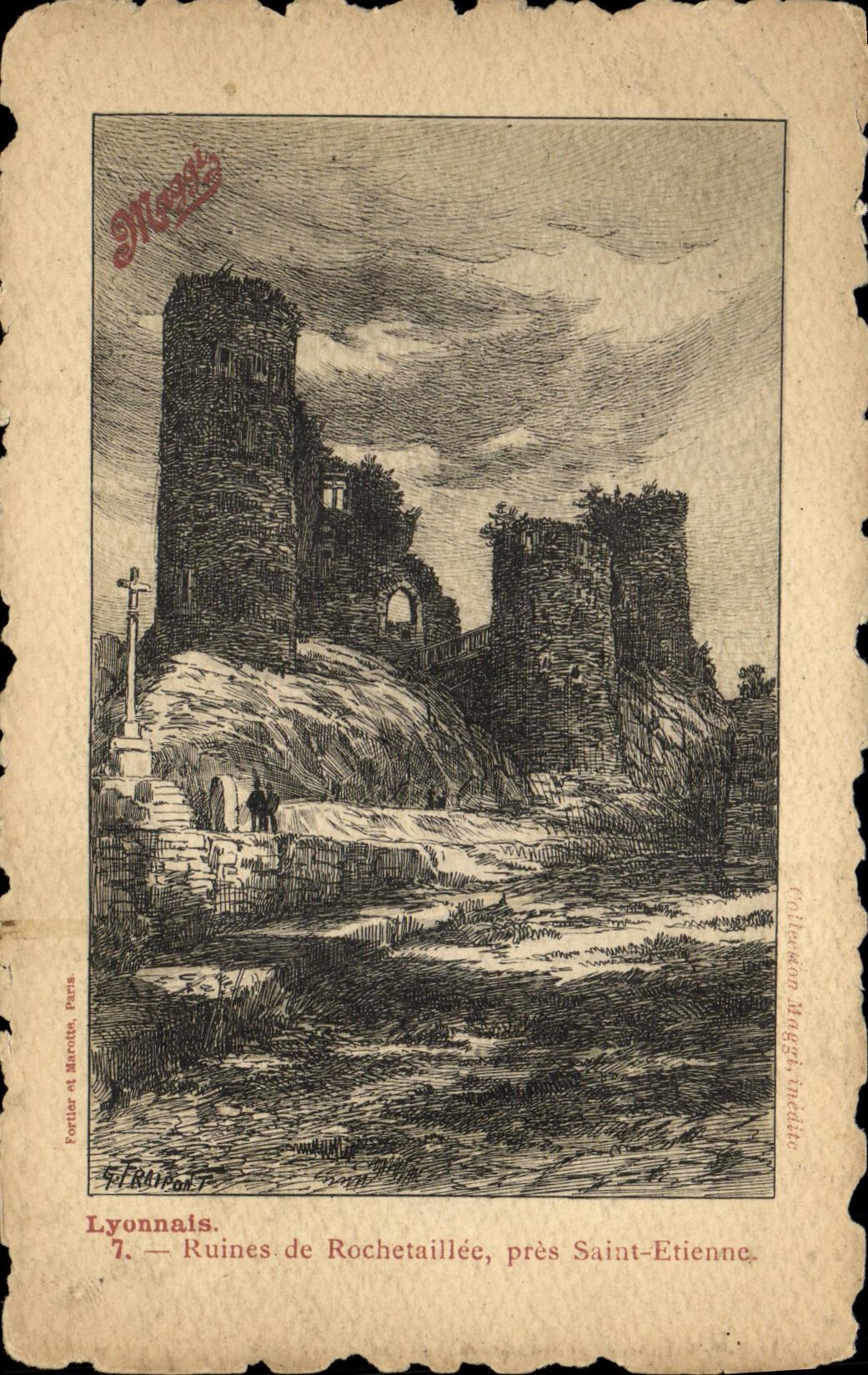 Ruinas de Lyon de la POSTAL de la VENDIMIA de Rochetaille Saint E tienne cercana Maggi