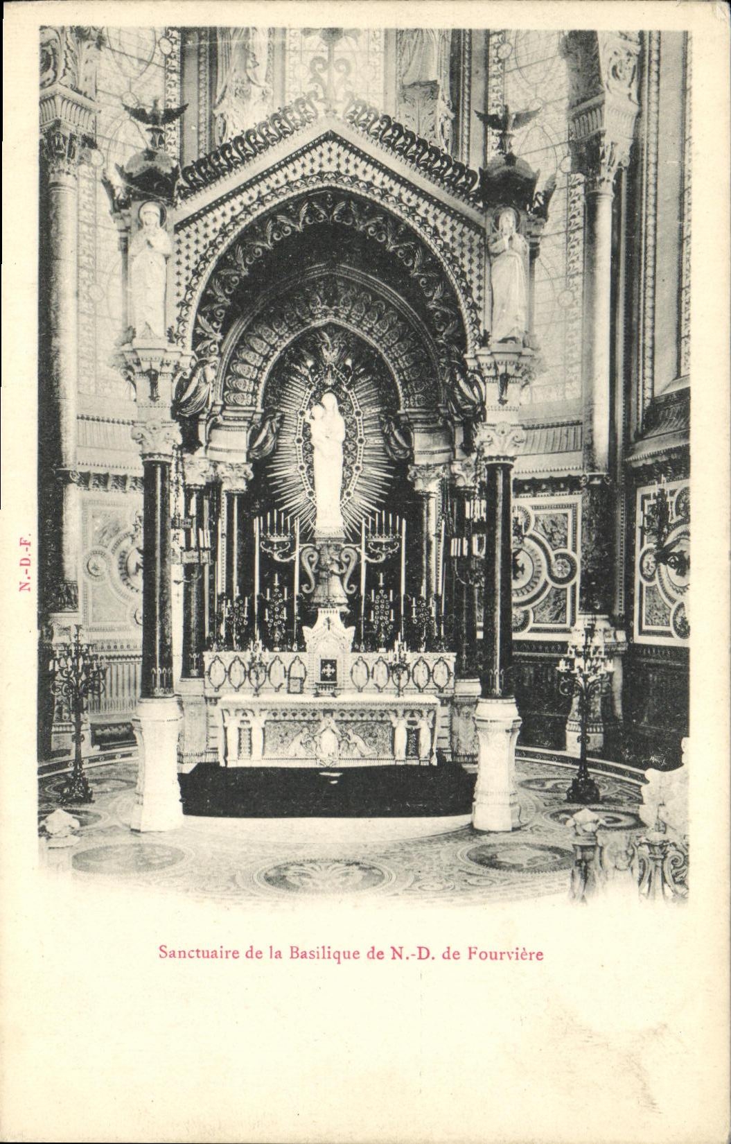 VINTAGE POSTCARD Sanctuary of the Basilica of NR D of Fourviere