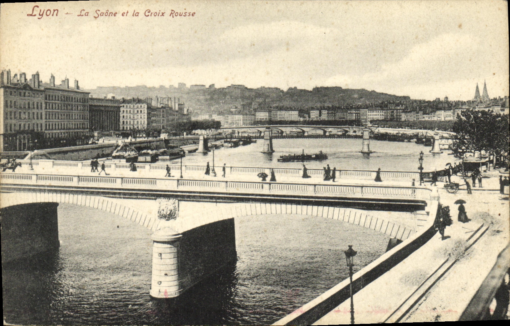 VINTAGE POSTCARD Lyon the Saone and the Russet red Cross