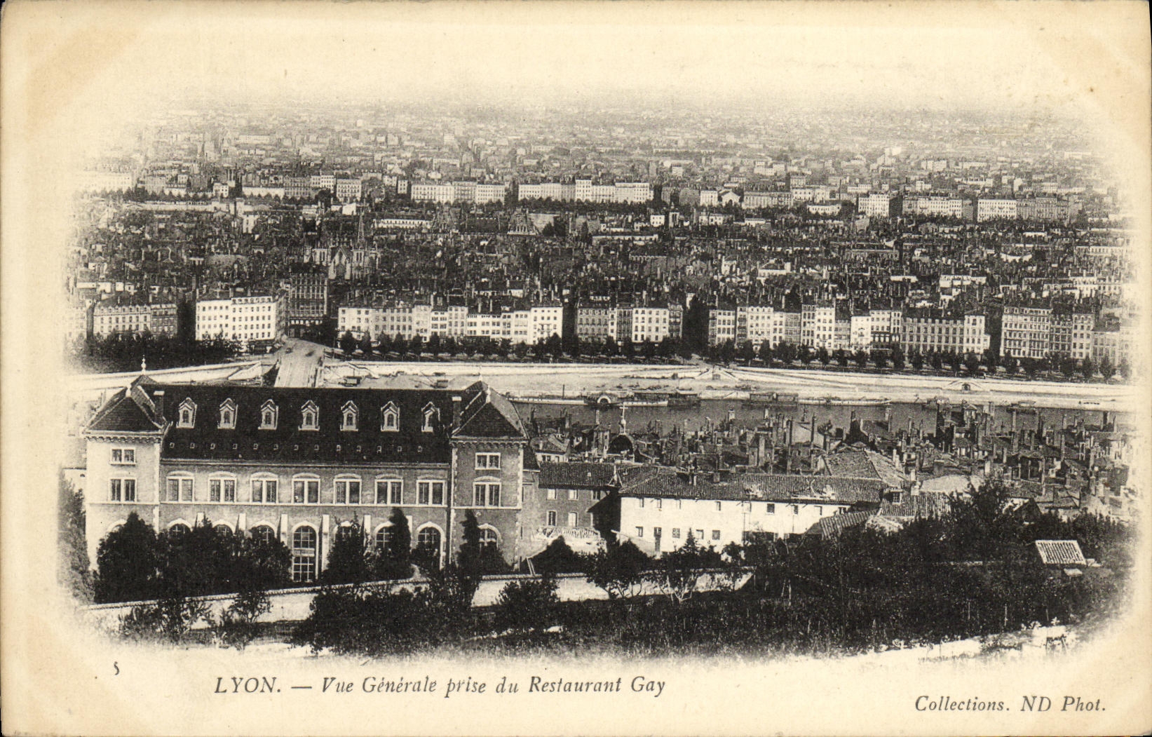 VINTAGE POSTCARD Lyon View taken of the Gay Restaurant