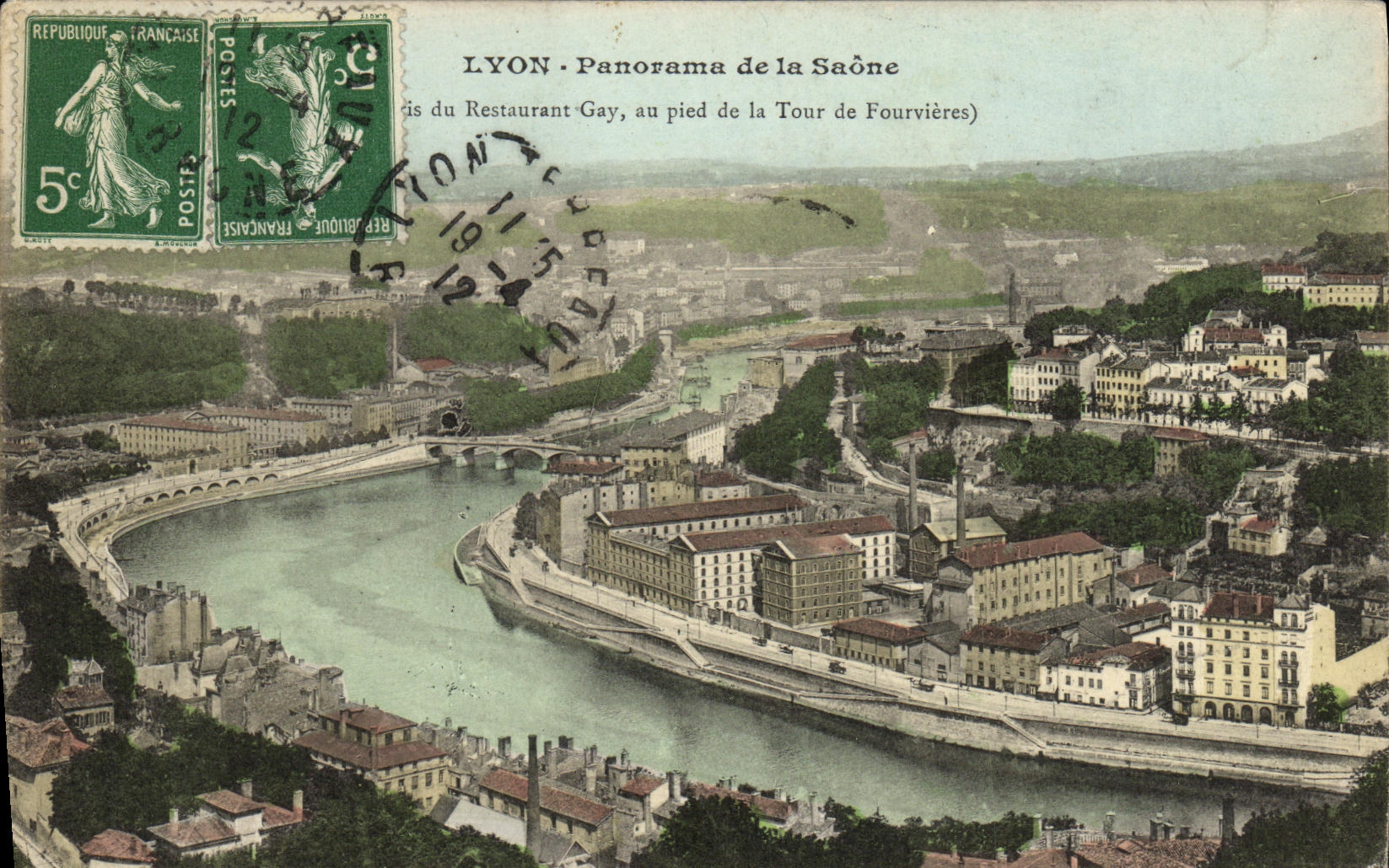 VINTAGE POSTCARD Lyon Panorama of the Saone