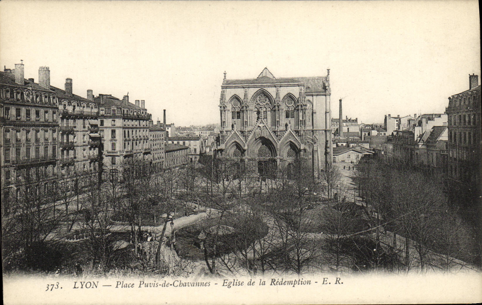 VINTAGE POSTCARD Lyon Places Puvis de Chavannes Eglise of the Redemption