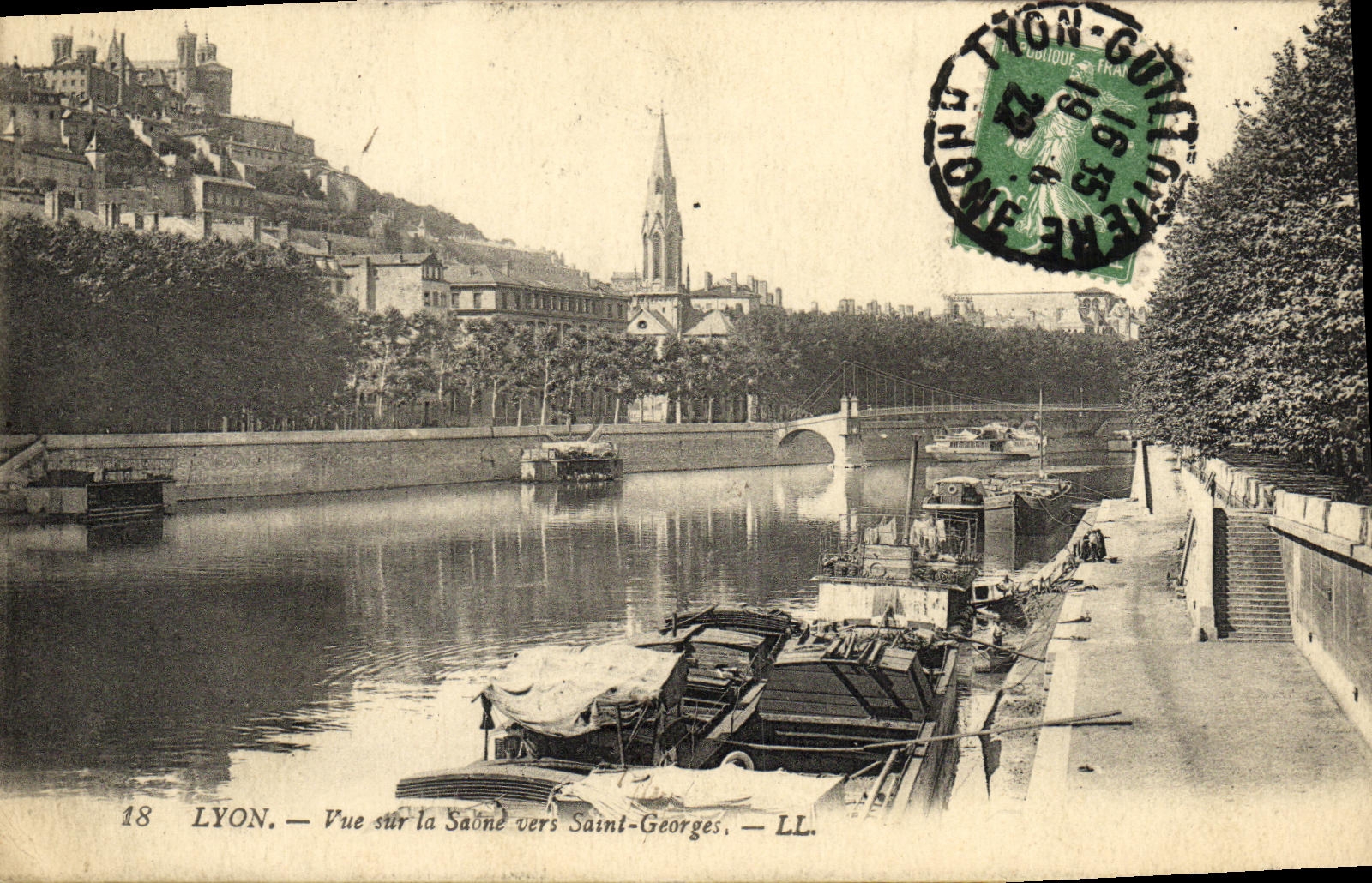 VINTAGE POSTCARD Lyon Seen On the Saone Towards Georges Saint