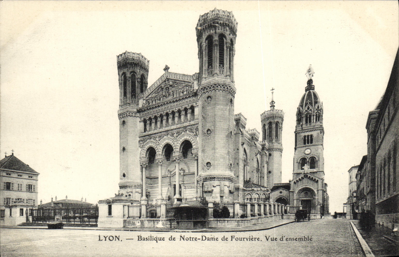 VINTAGE POSTCARD Lyon Basilica of Notre Dame de Fourviere Seen D together